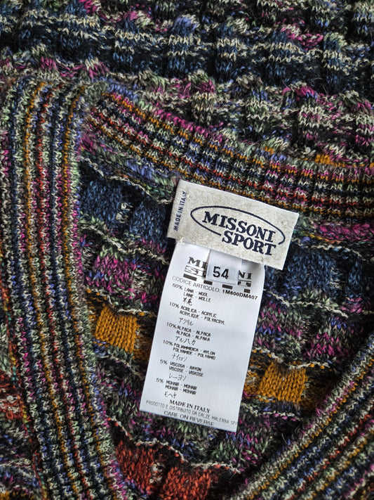 Vintage Missoni Sport Made in Italy 80s Multi Colored Sweater - XL