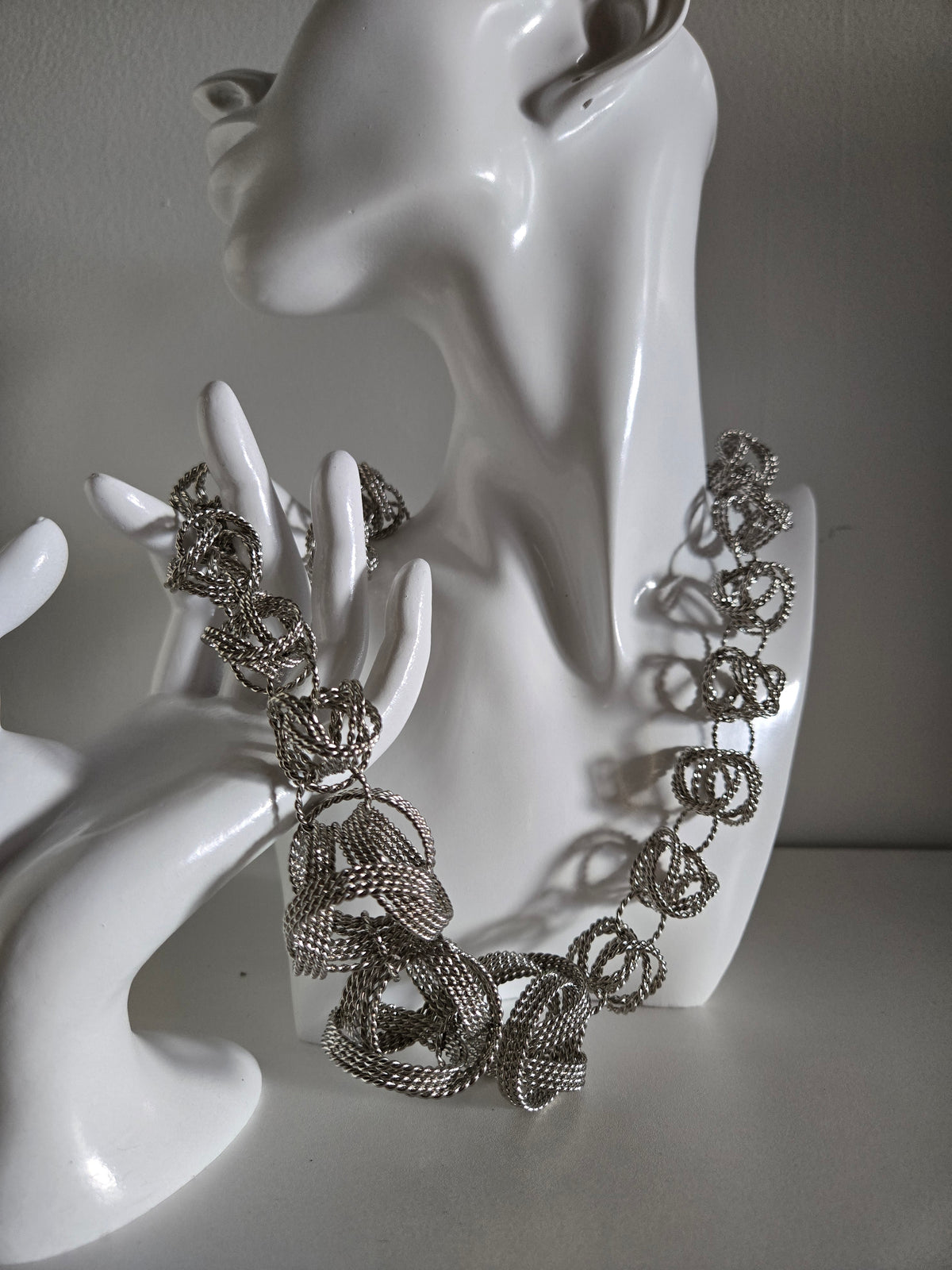 Vintage Funky Silver Ball Statement Necklace