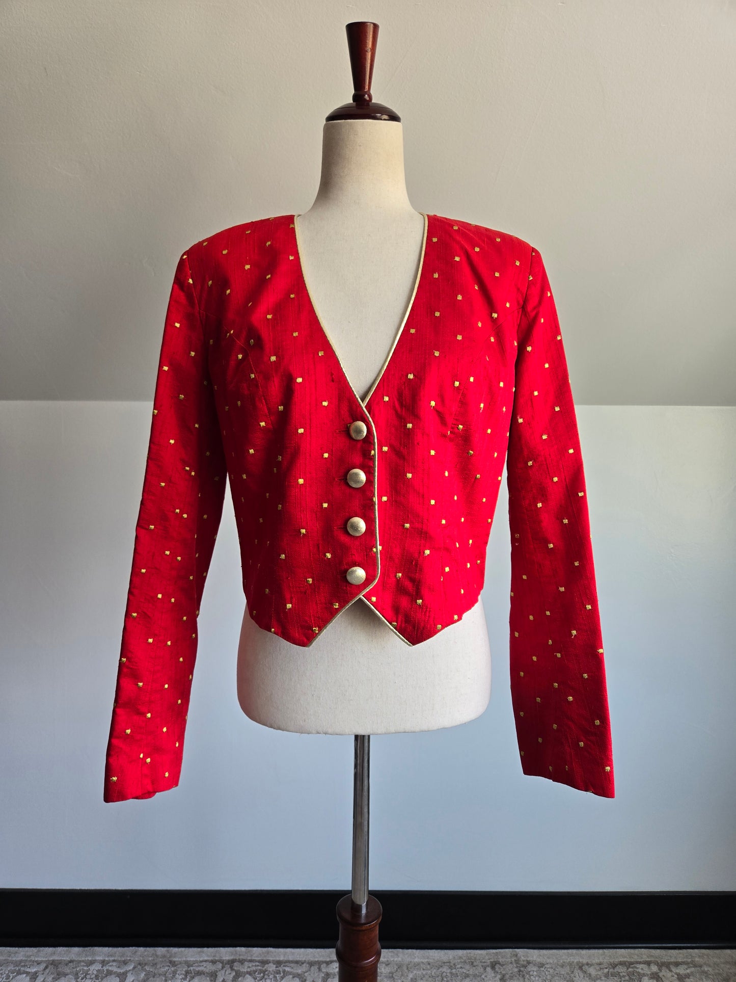 Vintage 80s Hobby Horse Red Silk Western Blazer - M/L