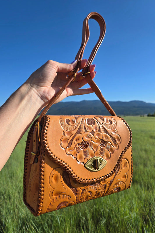 Clifton's Vintage Tooled Leather Handbag