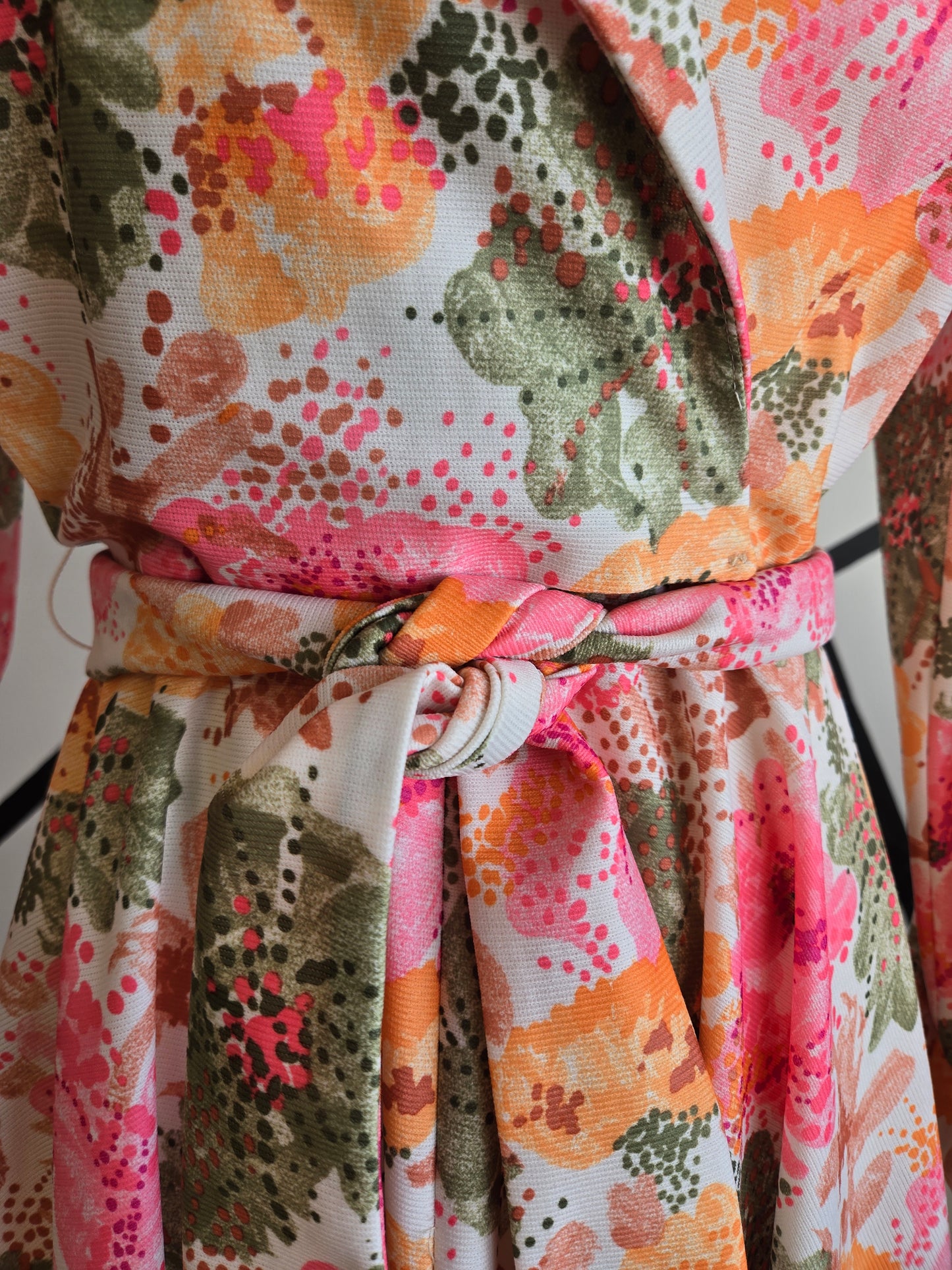 Dyanne Dallas Vintage 70s Bright Floral Dress with Belt - small