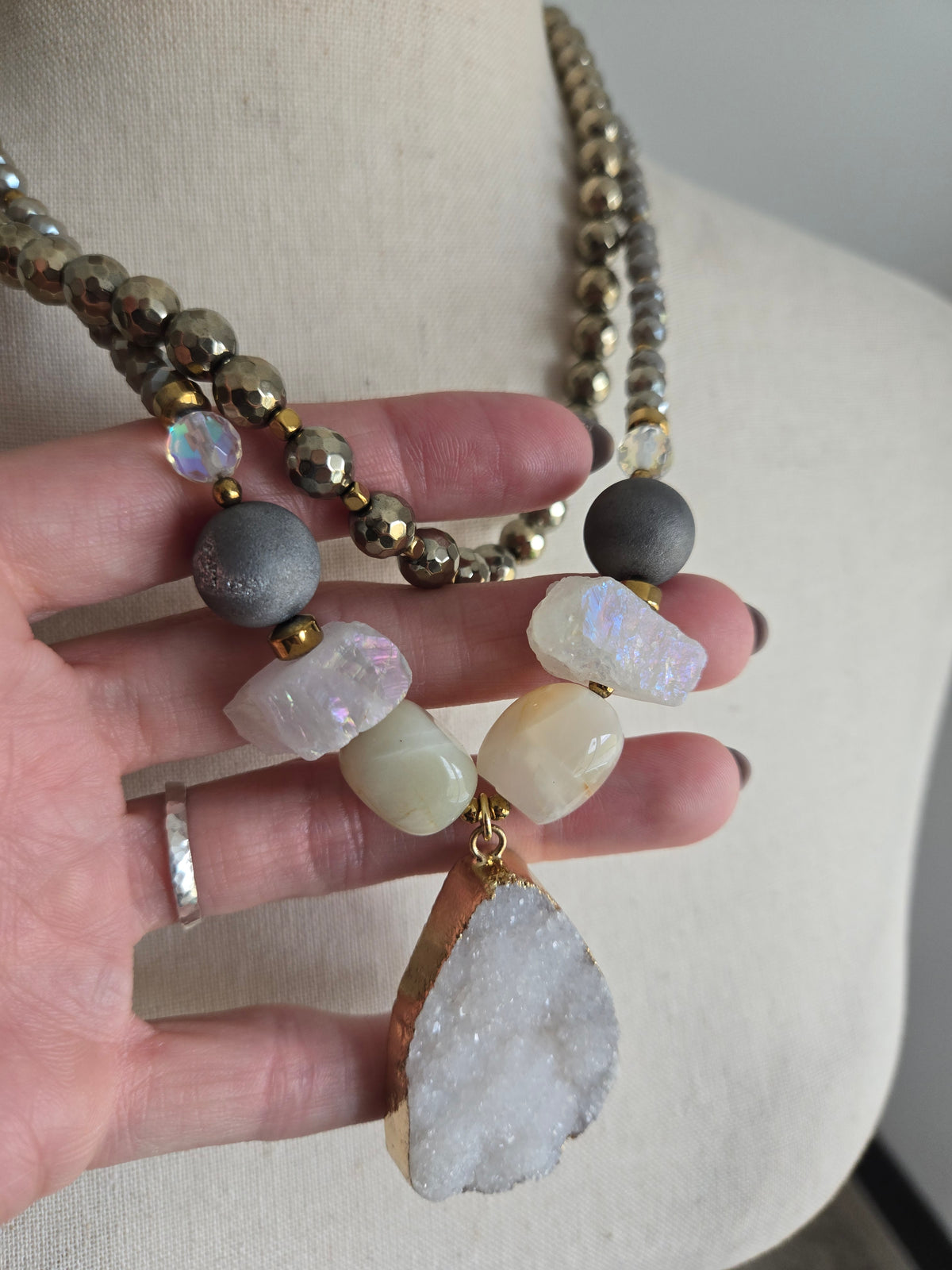 Large Chunky Druzy Statement Necklace