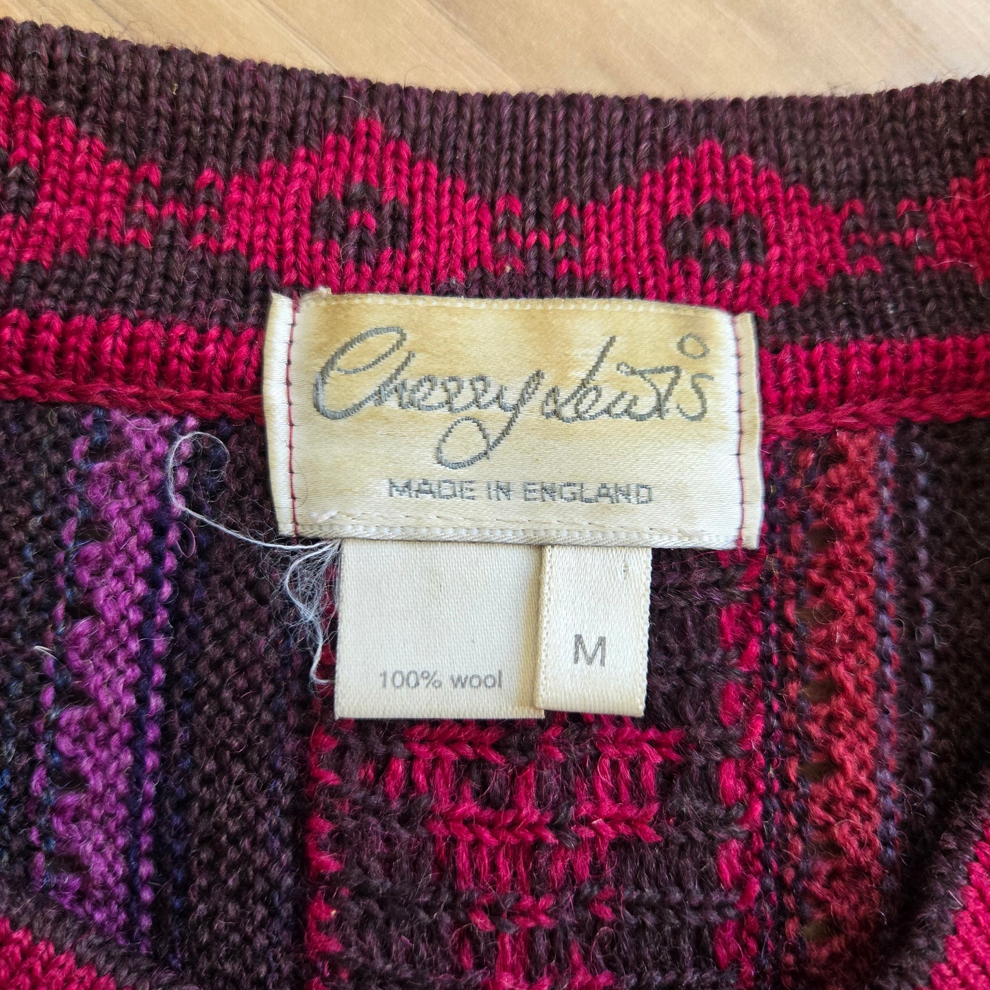 Cherry Lewis Vintage Wool Cardigan Hand Knit in England - medium