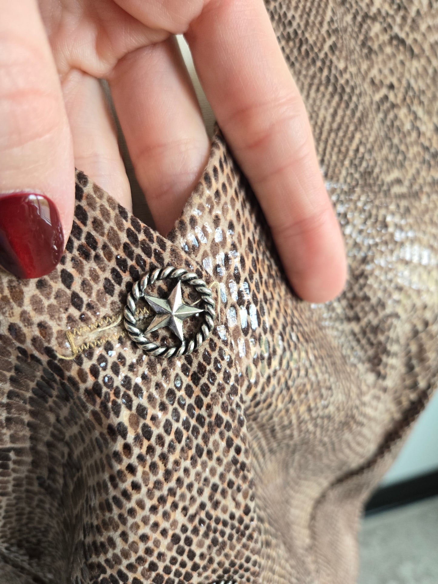 Banjo Dallas, TX Vintage 80s Western Snake Skin Print Vest -