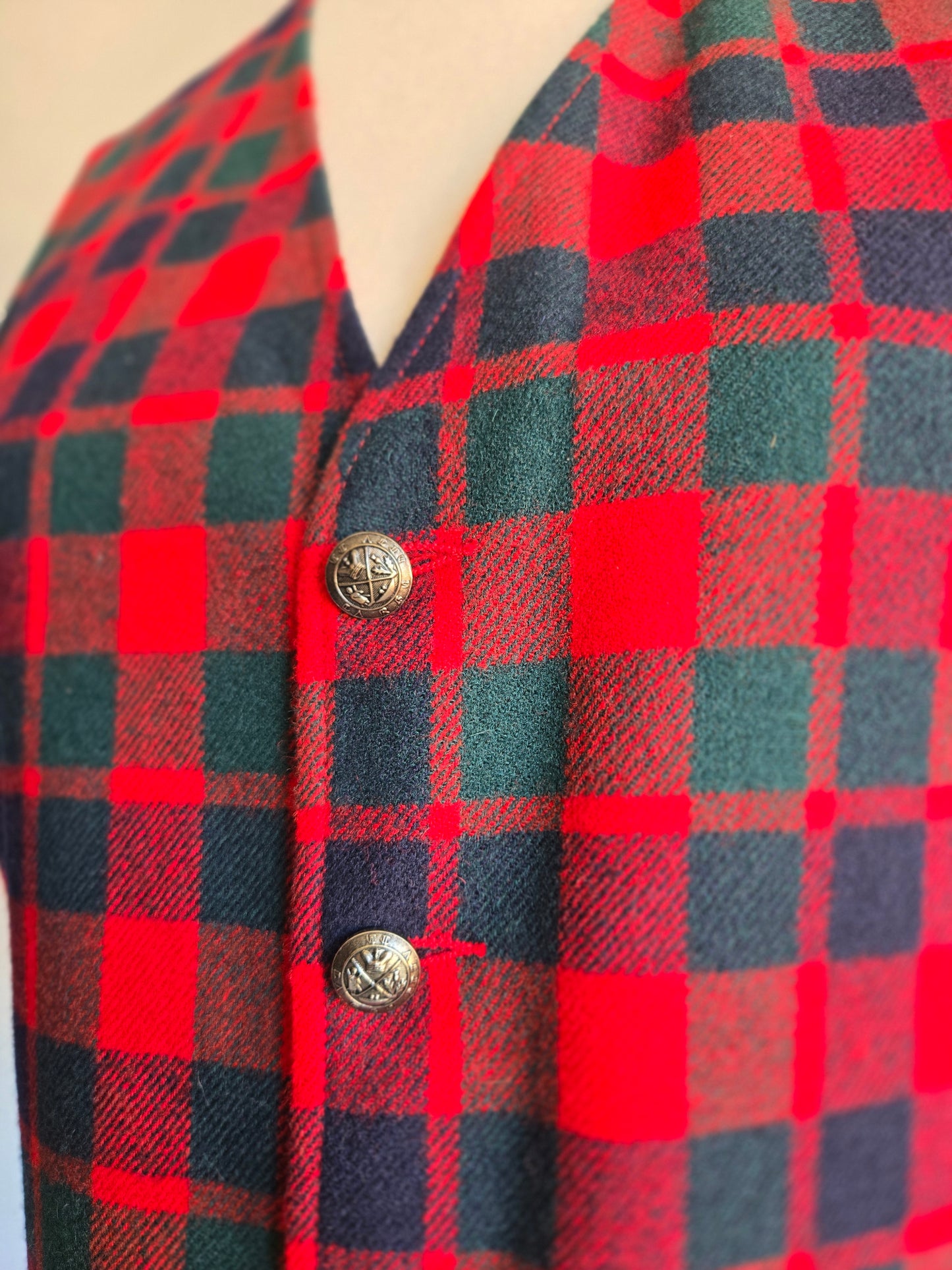 Pendleton Vintage Red Plaid Virgin Wool Vest - M/L