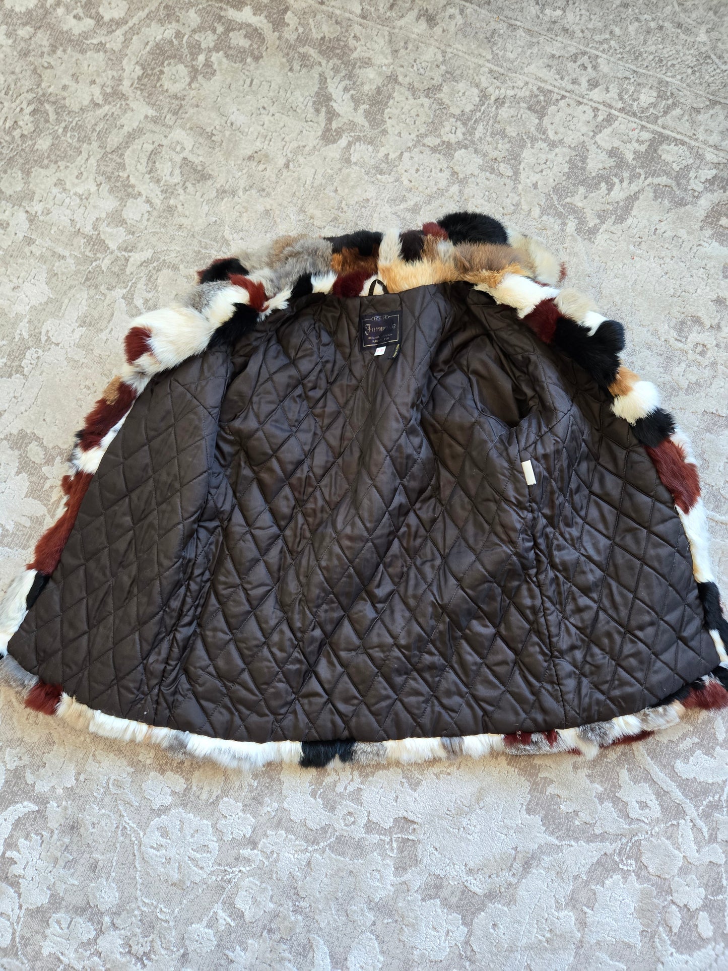 Furmoste Vintage 1970s Patchwork French Rabbit Fur Jacket - Medium