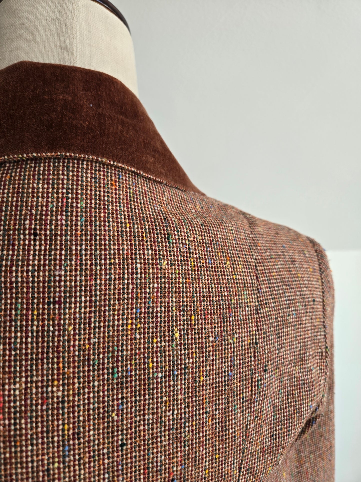 One Main Place Vintage 70s Brown Tweed Blazer - XS/S