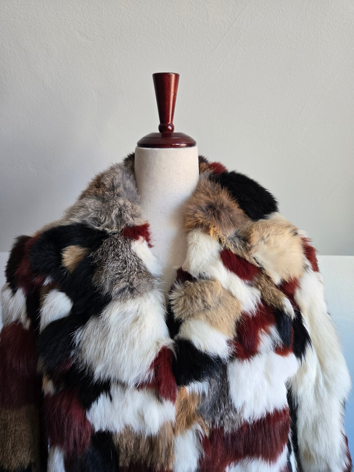 Furmoste Vintage 1970s Patchwork French Rabbit Fur Jacket - Medium