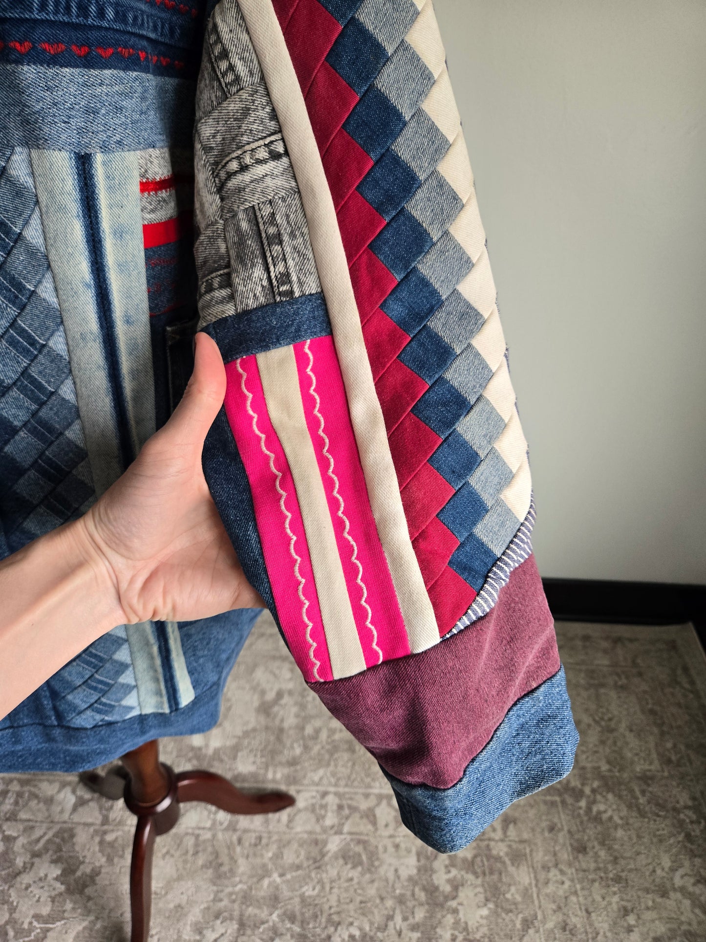 Denim Quilted Hand Made Coat - 2XL