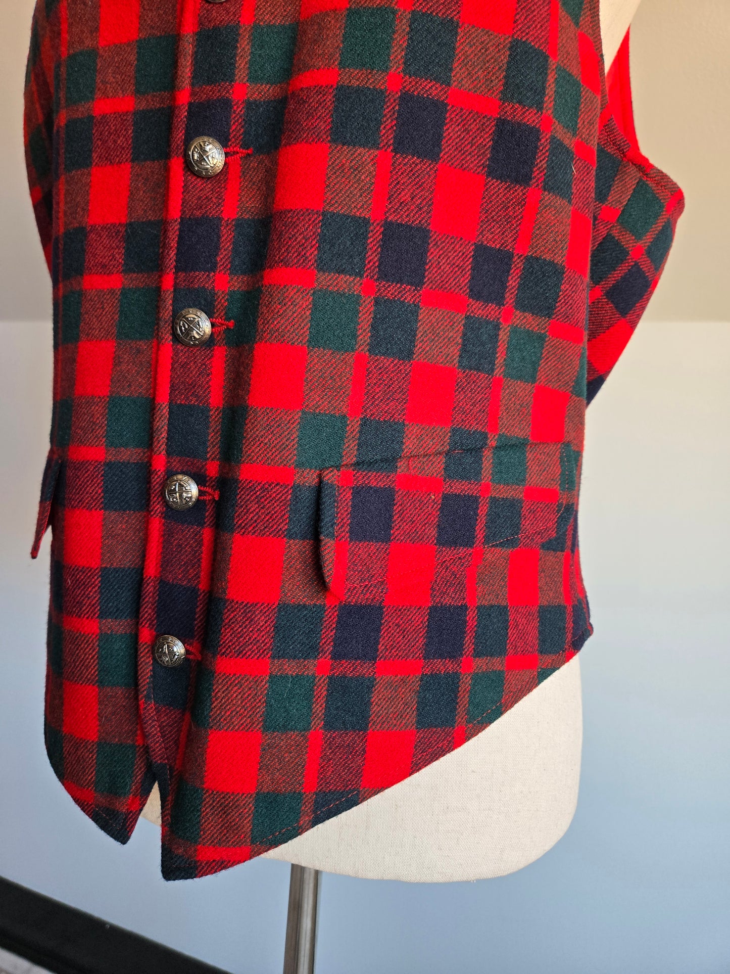 Pendleton Vintage Red Plaid Virgin Wool Vest - M/L