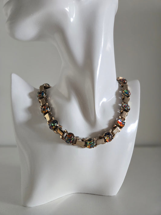 Vintage Confetti Glass Cab Choker Necklace