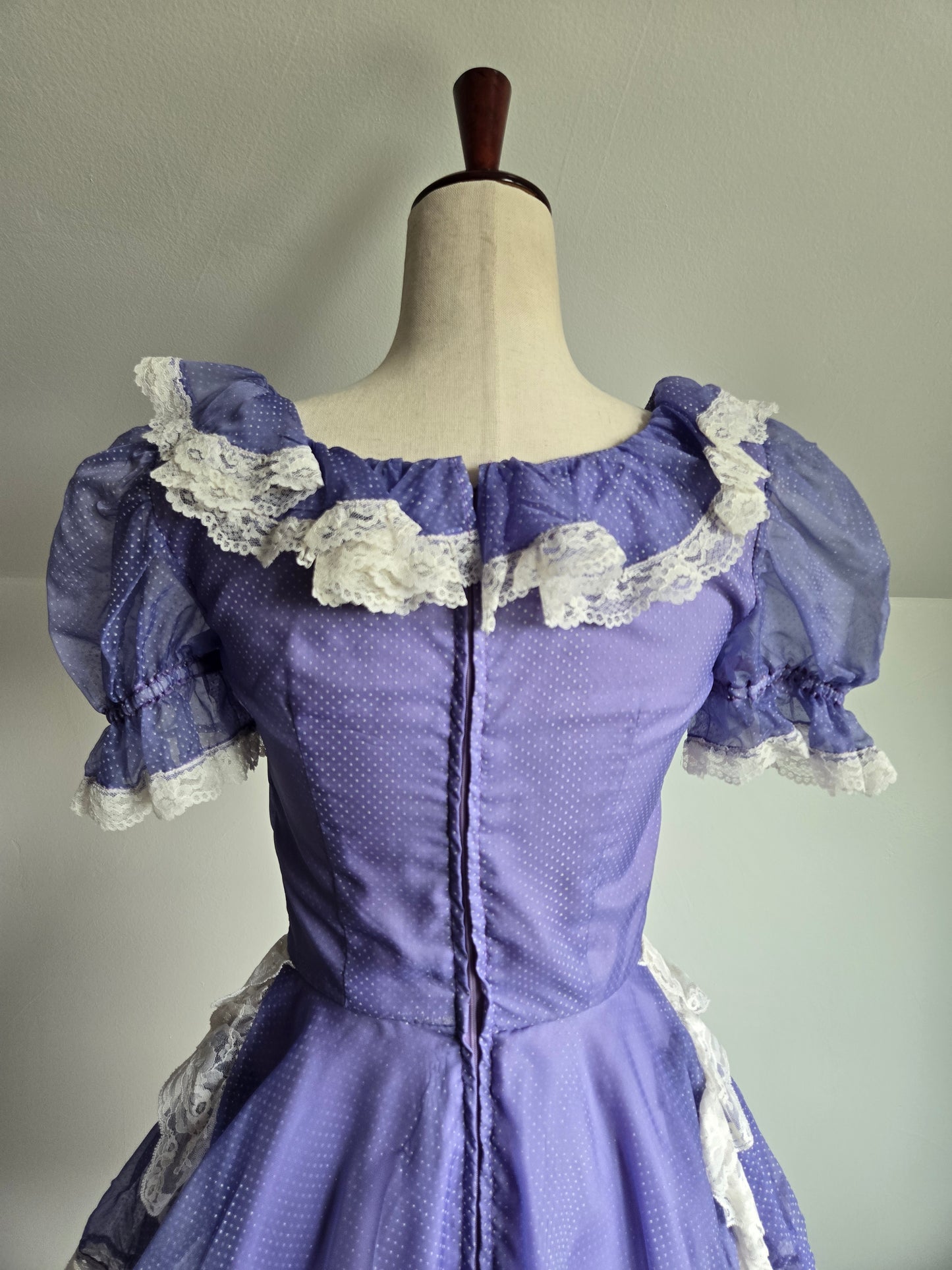 True Vintage 1960s Western Swing Dancing Dress Purple and White - XS