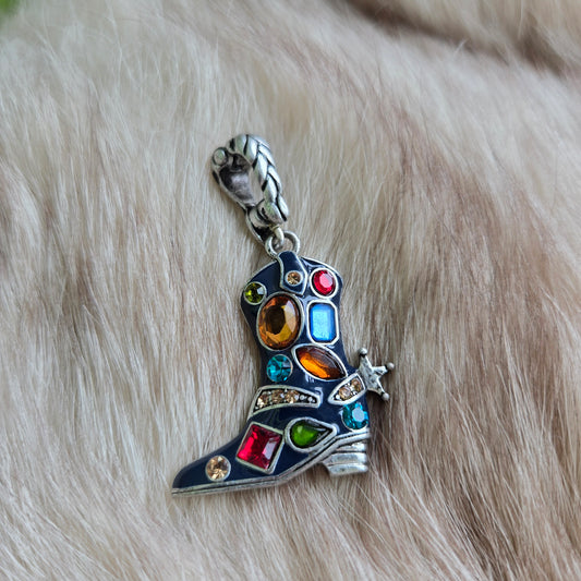 Cowboy Boot Colorful Rhinestone Necklace Pendant