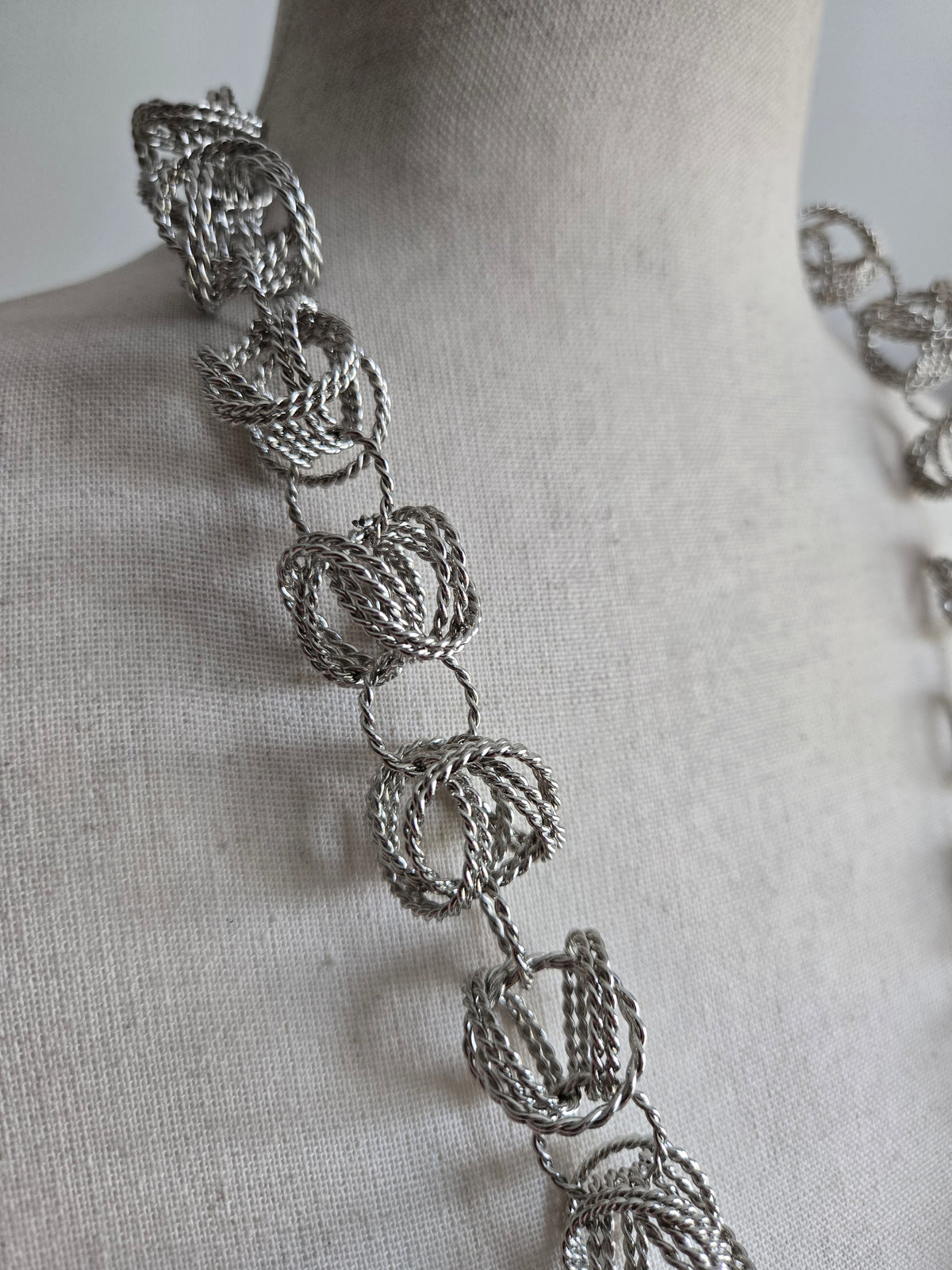 Vintage Funky Silver Ball Statement Necklace