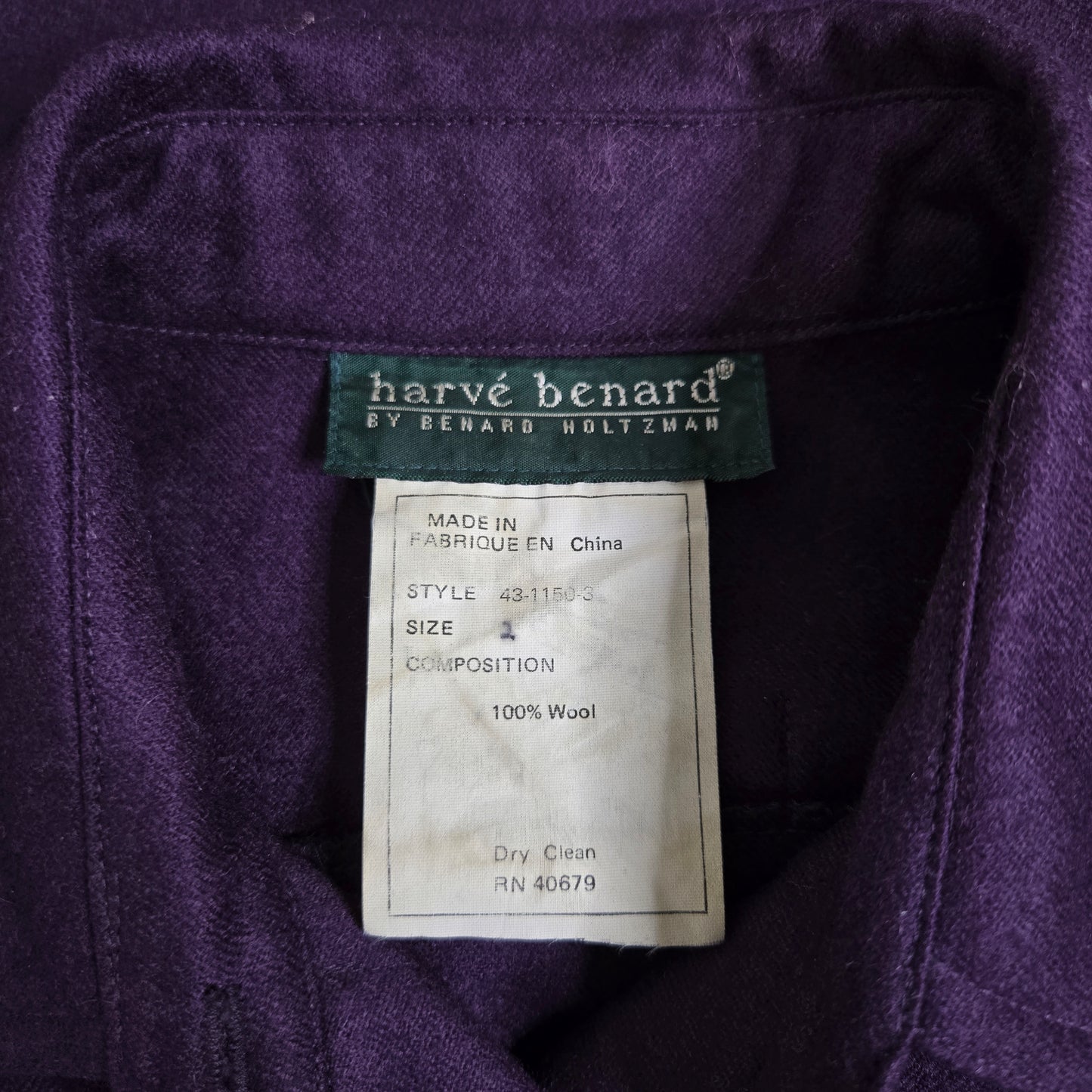 Harve Bernard Deep Purple Wool Trench Style Dress - small