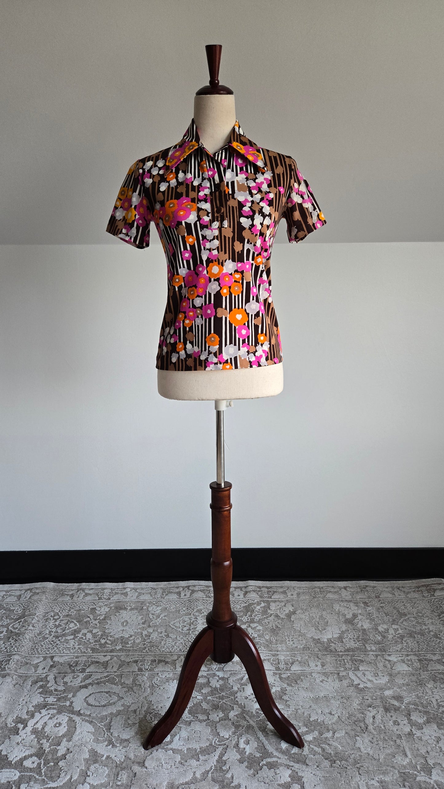 Vintage Psychedelic Print Nylon Top Made in Brazil - XS/S