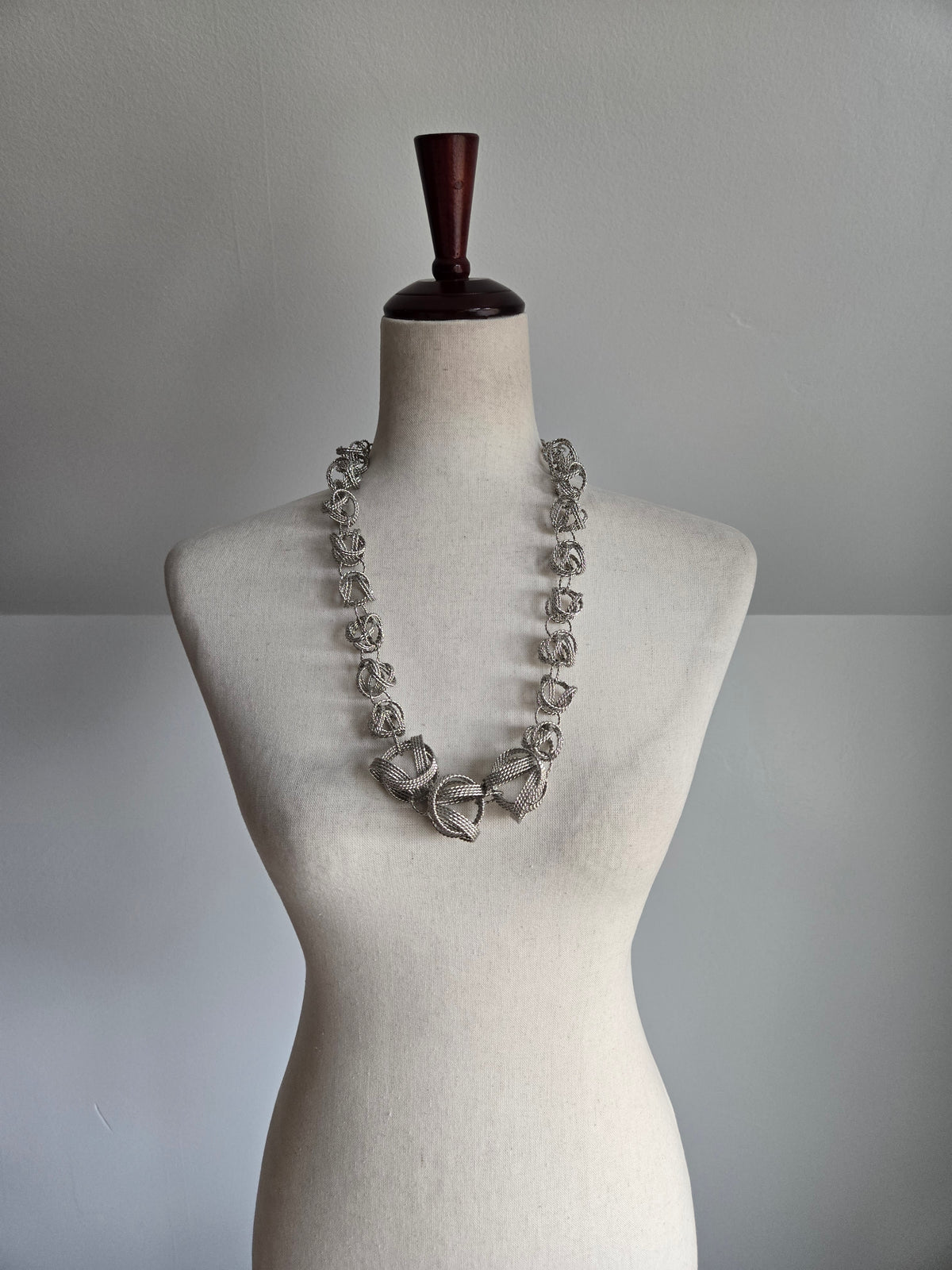 Vintage Funky Silver Ball Statement Necklace