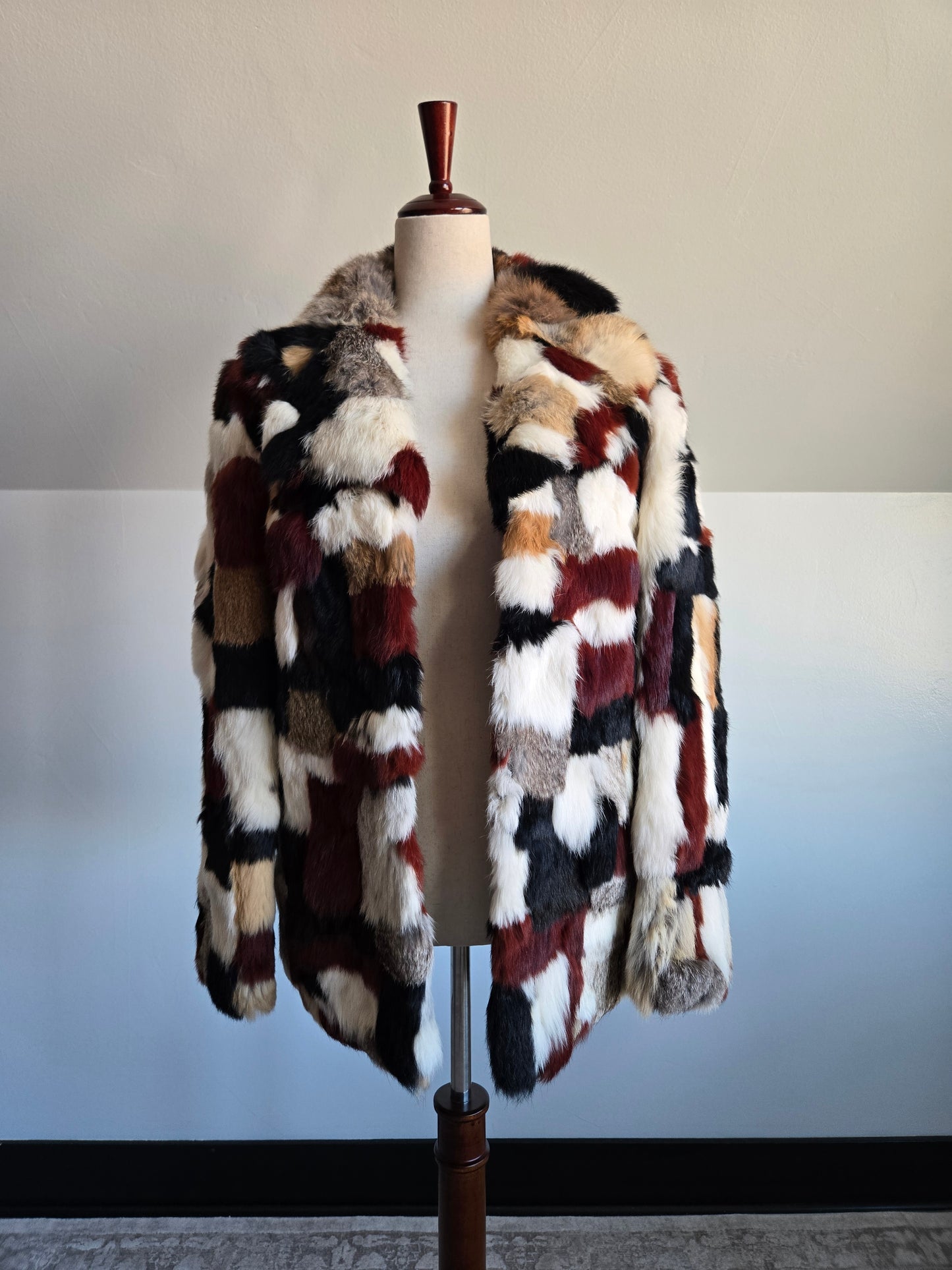 Furmoste Vintage 1970s Patchwork French Rabbit Fur Jacket - Medium