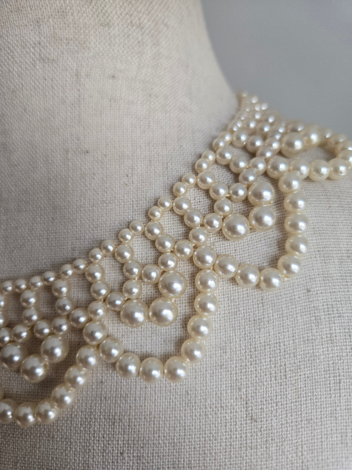 Vintage Pearl Scallop Bib Necklace