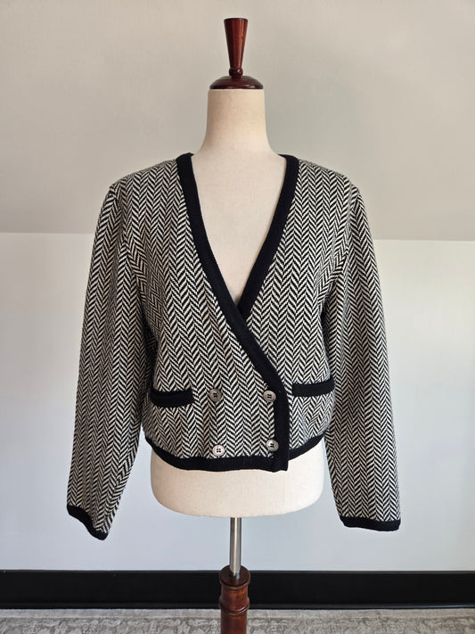 Vintage Liz Claiborne Cropped Lambswool Cardigan - Medium