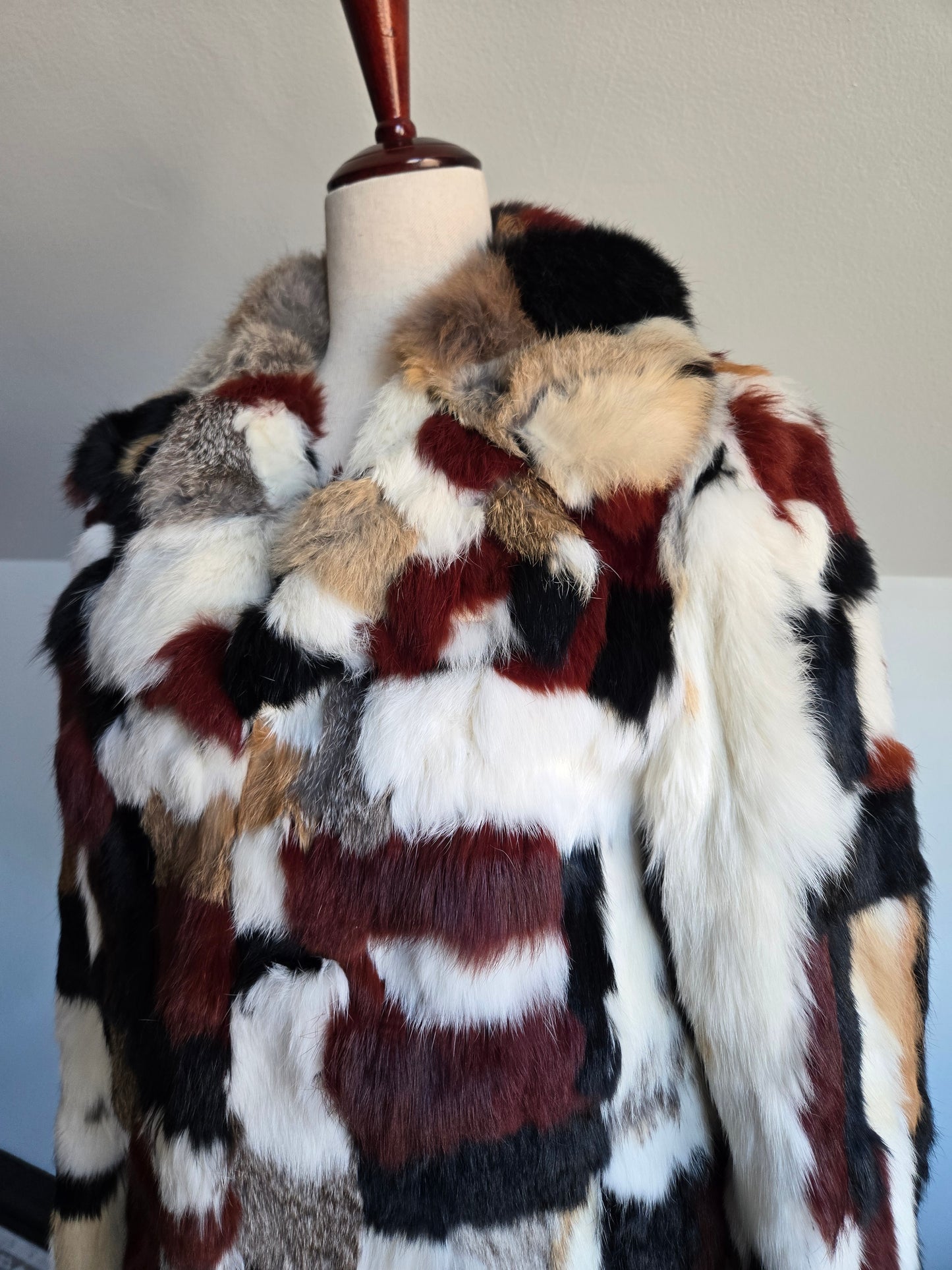 Furmoste Vintage 1970s Patchwork French Rabbit Fur Jacket - Medium