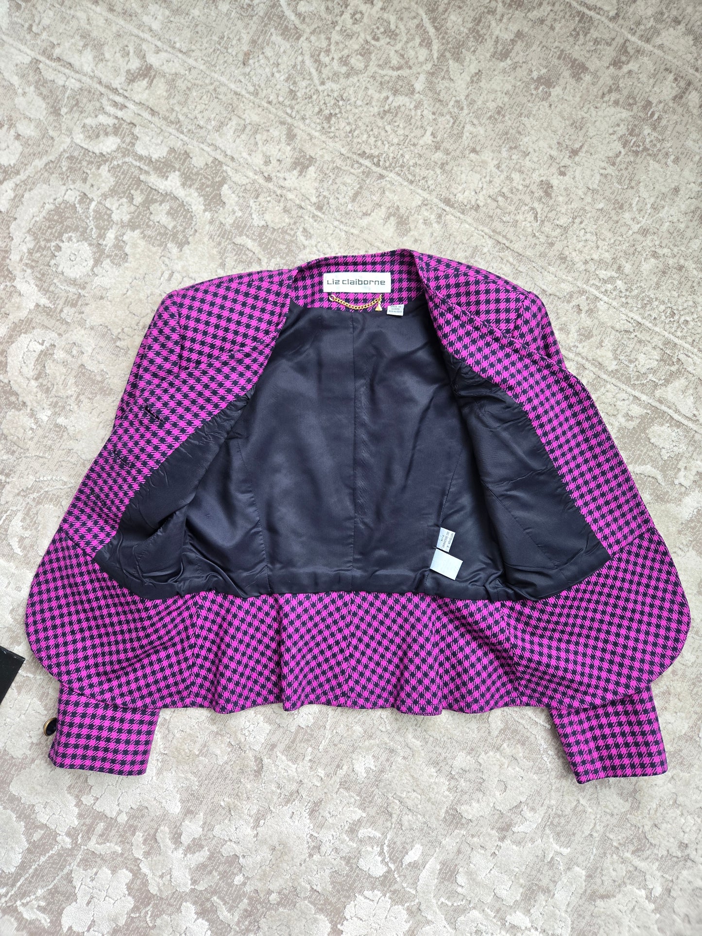 Liz Claiborne Vintage Silk/Wool Tweed Pink Plaid - Small