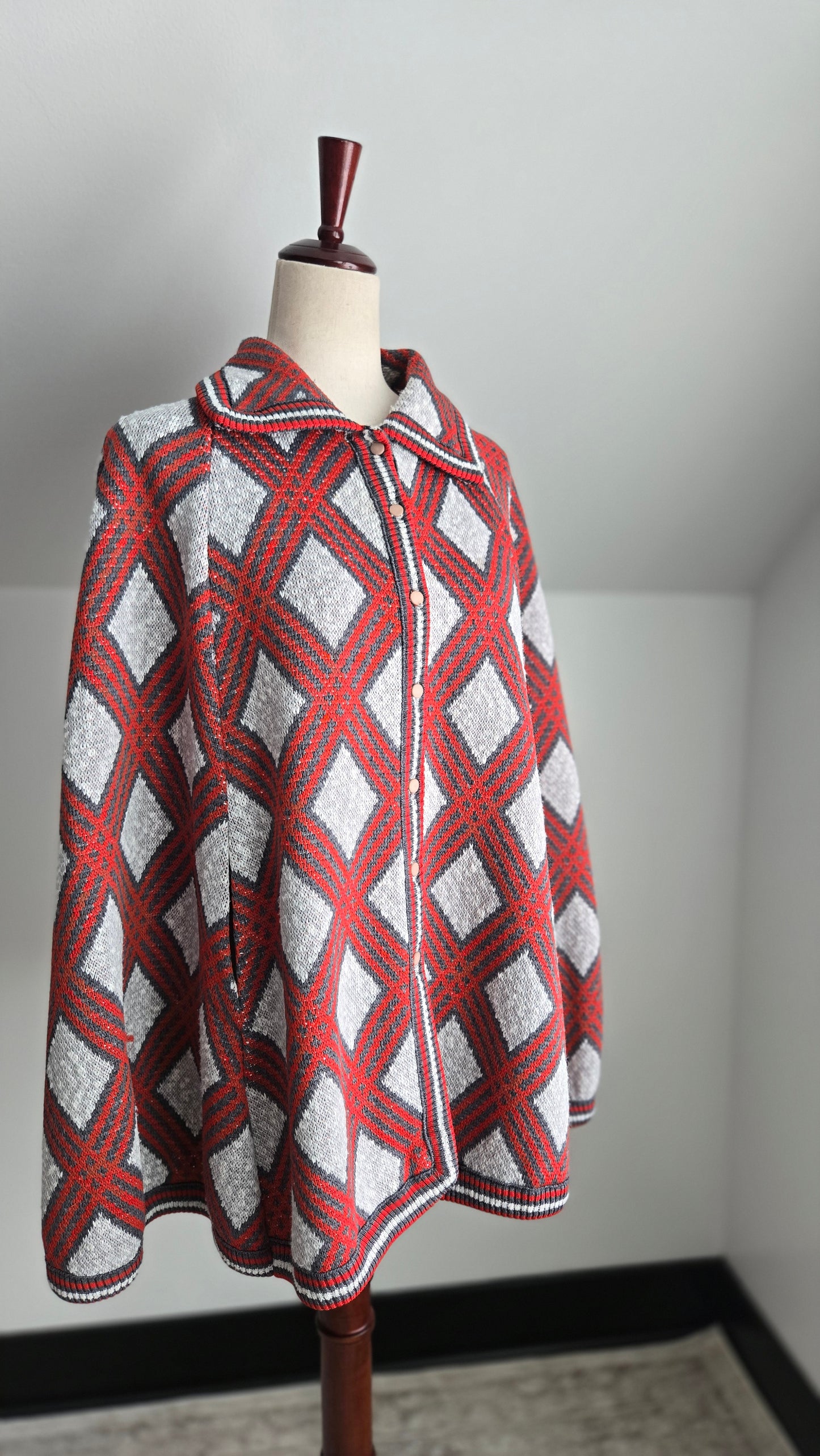 Vintage 70s Acrylic Plaid Poncho - OS