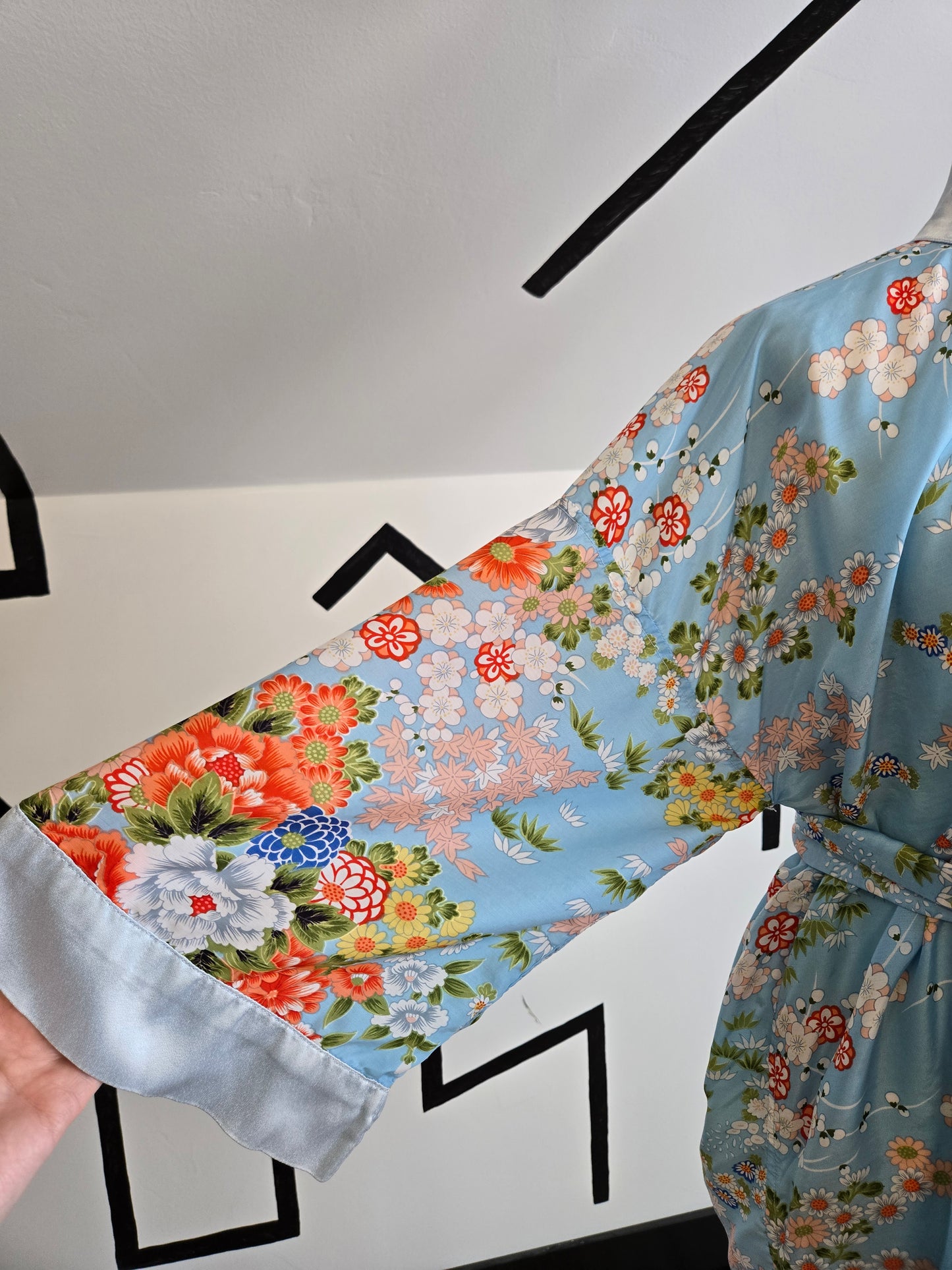 Authentic Blue Kimono Top with Belt - OS