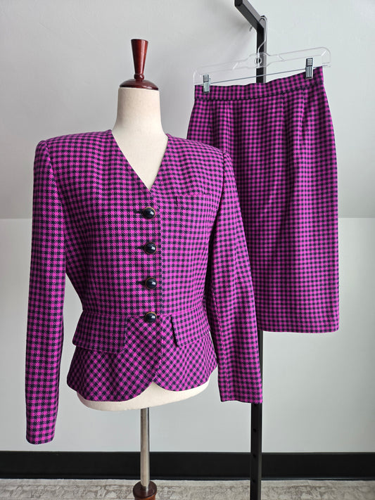 Liz Claiborne Vintage Silk/Wool Tweed Pink Plaid - Small