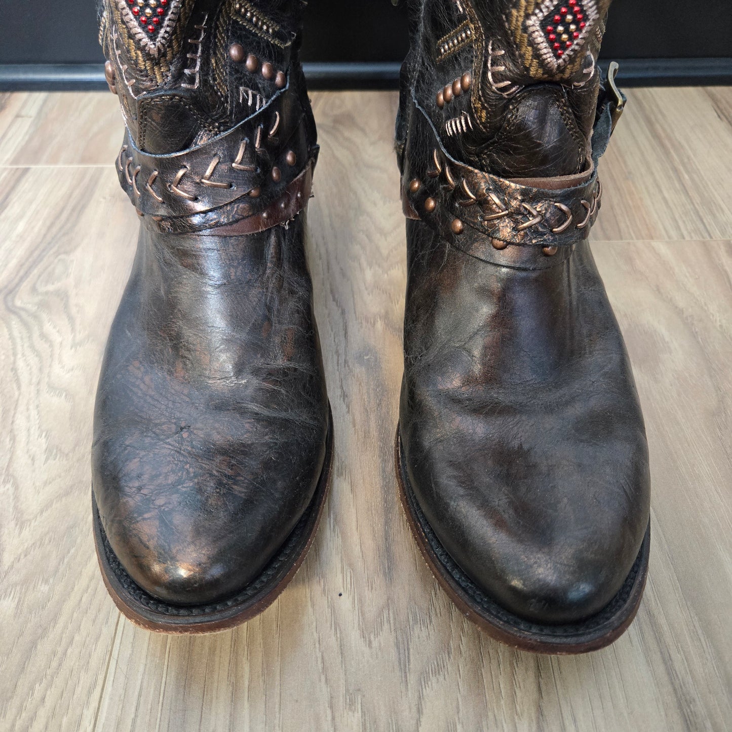 Corral Women's Copper/Red Studded Harness Western Boots