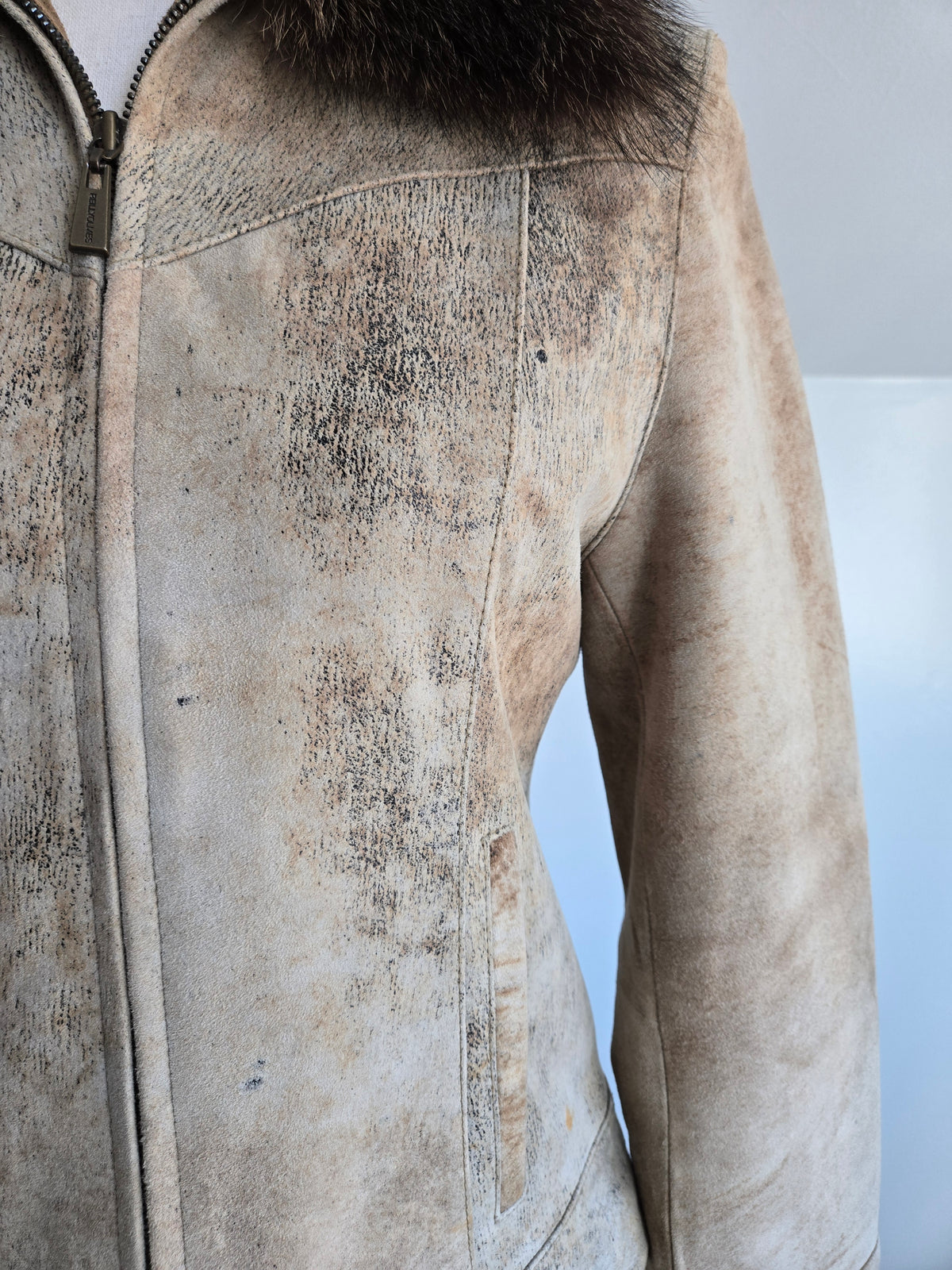 Reilly Olmes Genuine Leather Jacket with Real Fur Collar - XS/S