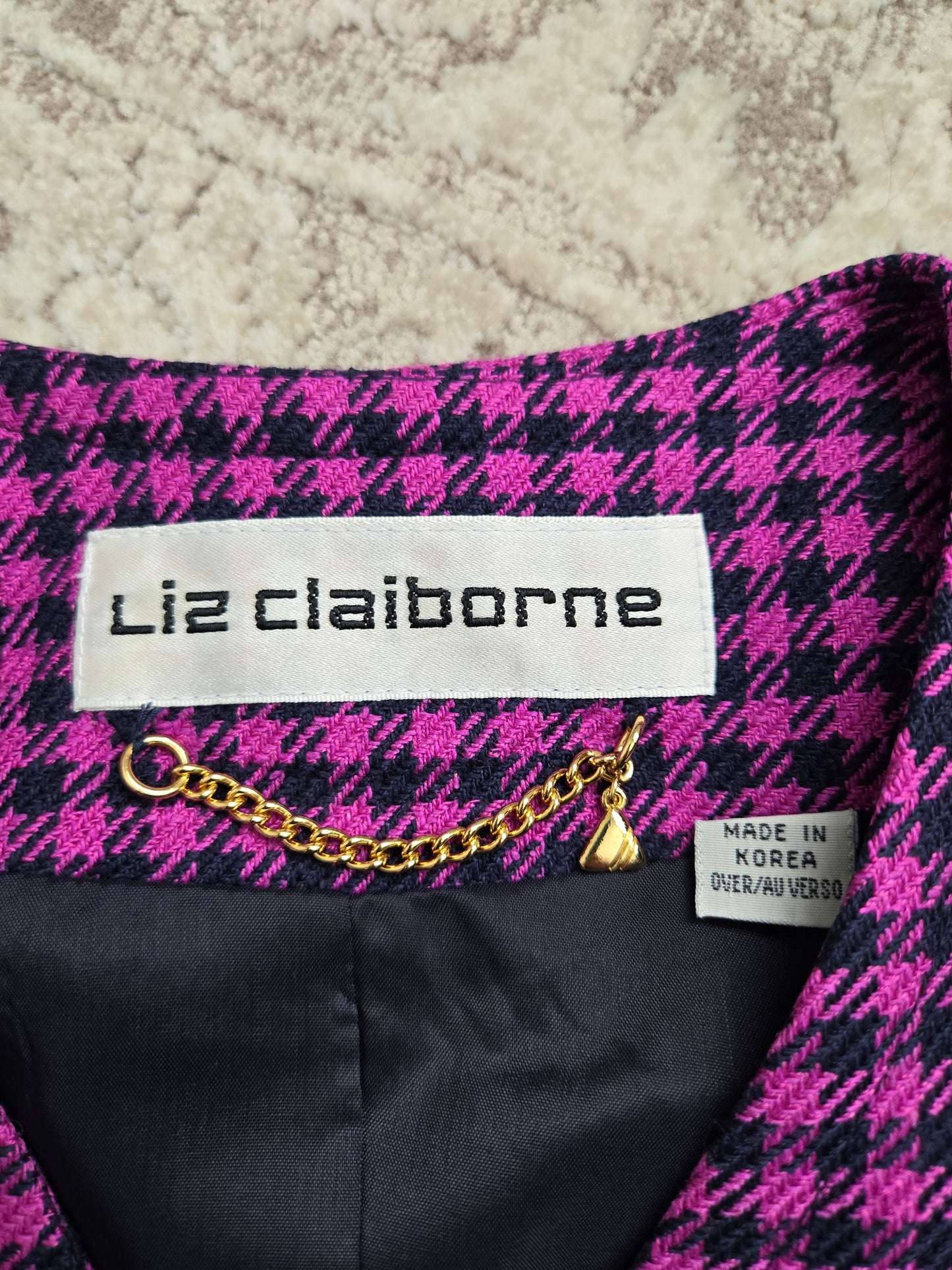 Liz Claiborne Vintage Silk/Wool Tweed Pink Plaid - Small