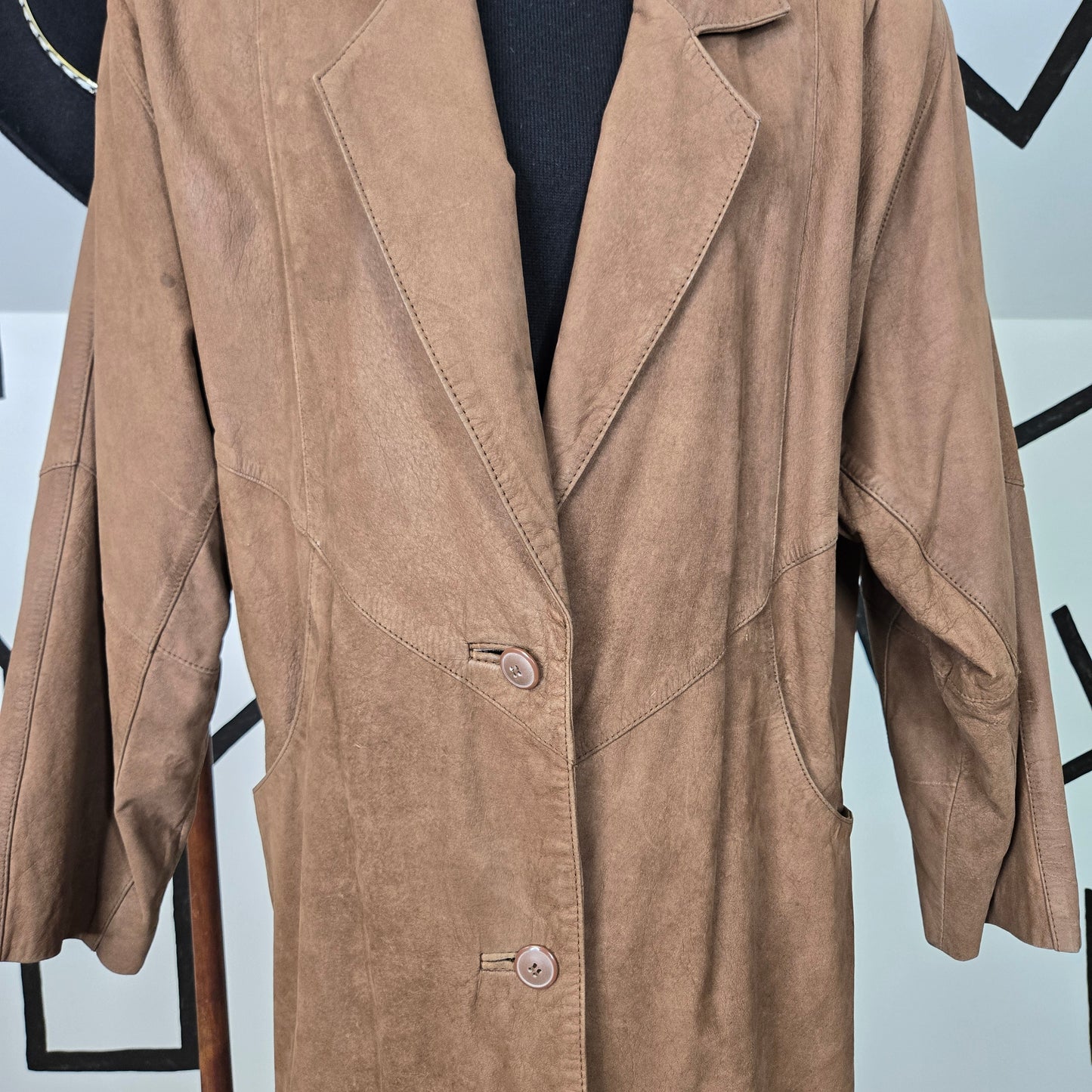 G-III Vintage Leather Suede Trench Coat with Western Liner - large