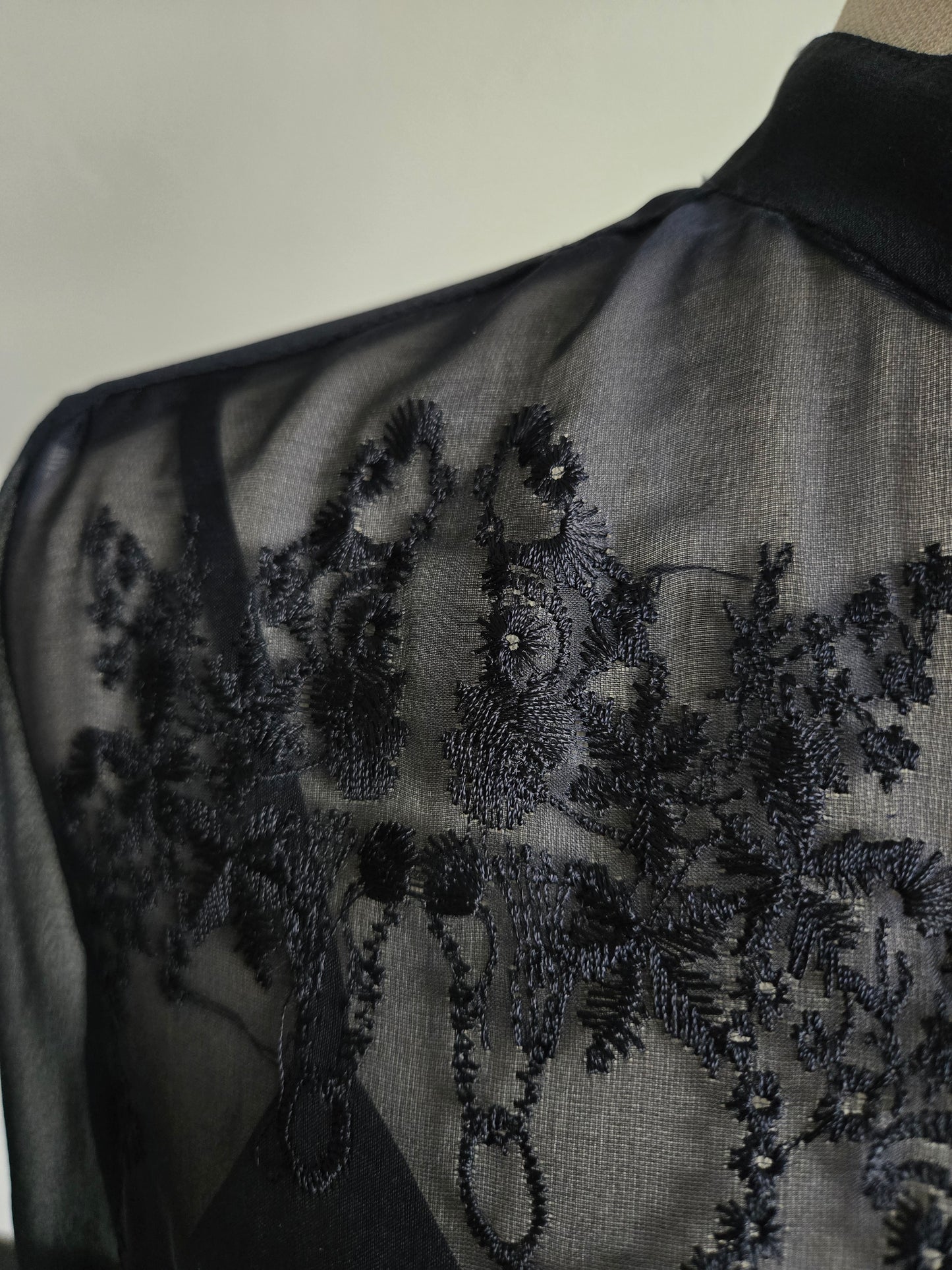 Bailey 44 Silk Black Sheer Embroidered Dress - S/M