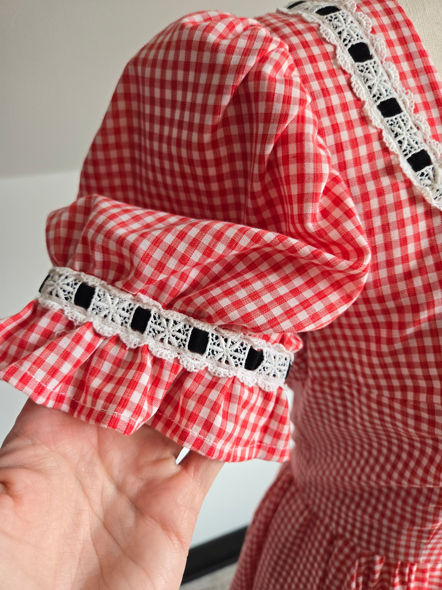 True Vintage 1960s Western Swing Dancing Dress Red Gingham - S/M