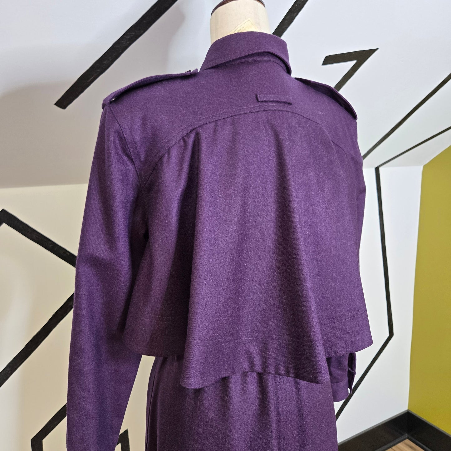 Harve Bernard Deep Purple Wool Trench Style Dress - small