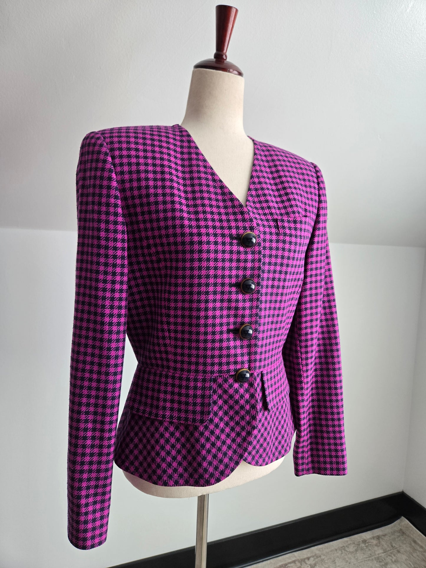 Liz Claiborne Vintage Silk/Wool Tweed Pink Plaid - Small