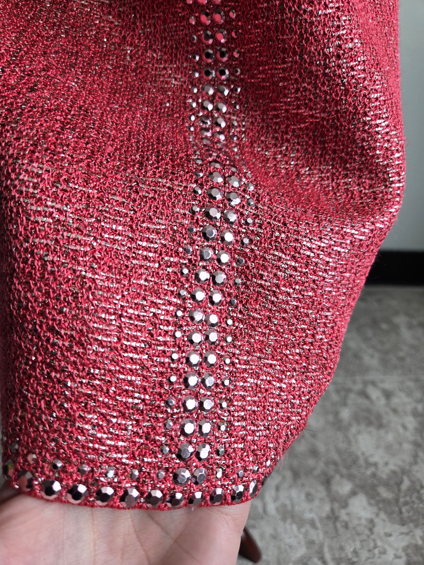 St John Pink Metallic Knit Dress - Size 12