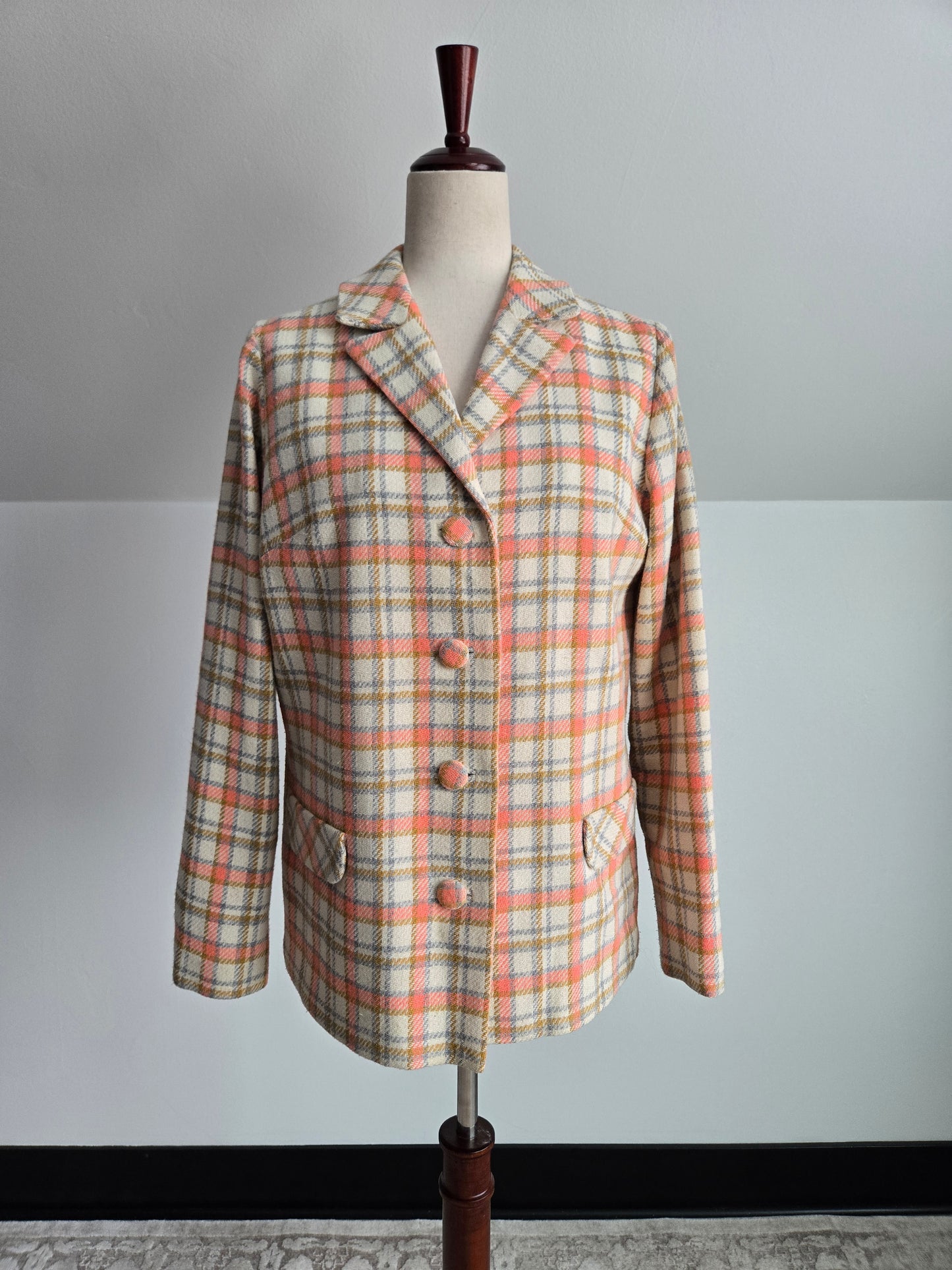 Vintage 70s Plaid Blazer and Skirt Two Piece Set - Medium/Large