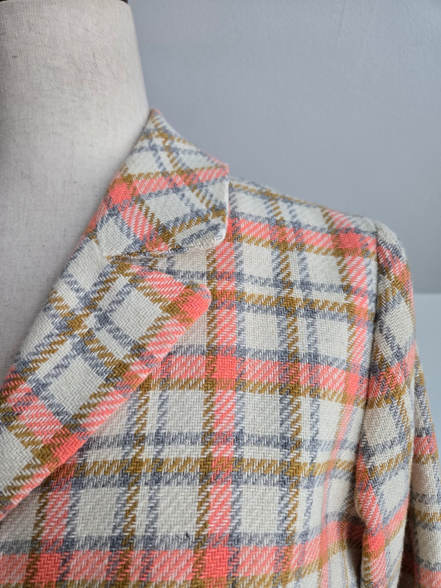 Vintage 70s Plaid Blazer and Skirt Two Piece Set - Medium/Large