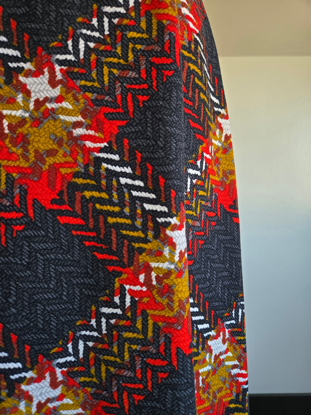 Vintage 60s Hand Made Barkcloth Bias Cut Plaid A Line Skirt - W25