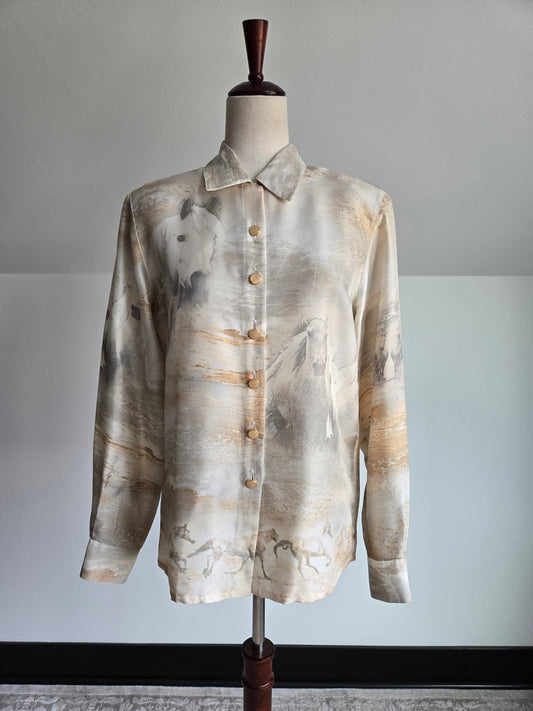 Escada Vintage Made in Germany Silk Horse Top - Medium
