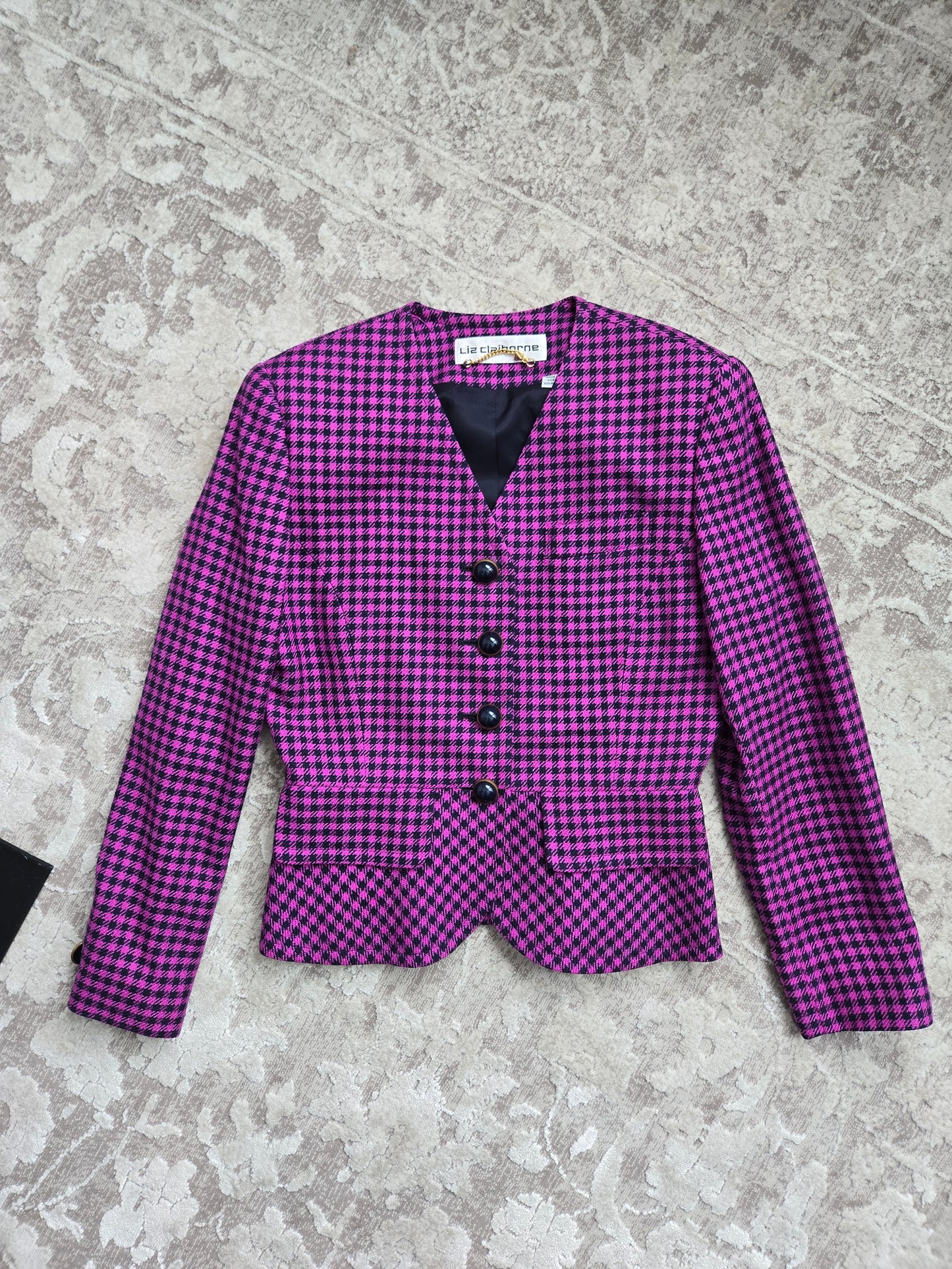 Liz Claiborne Vintage Silk/Wool Tweed Pink Plaid - Small