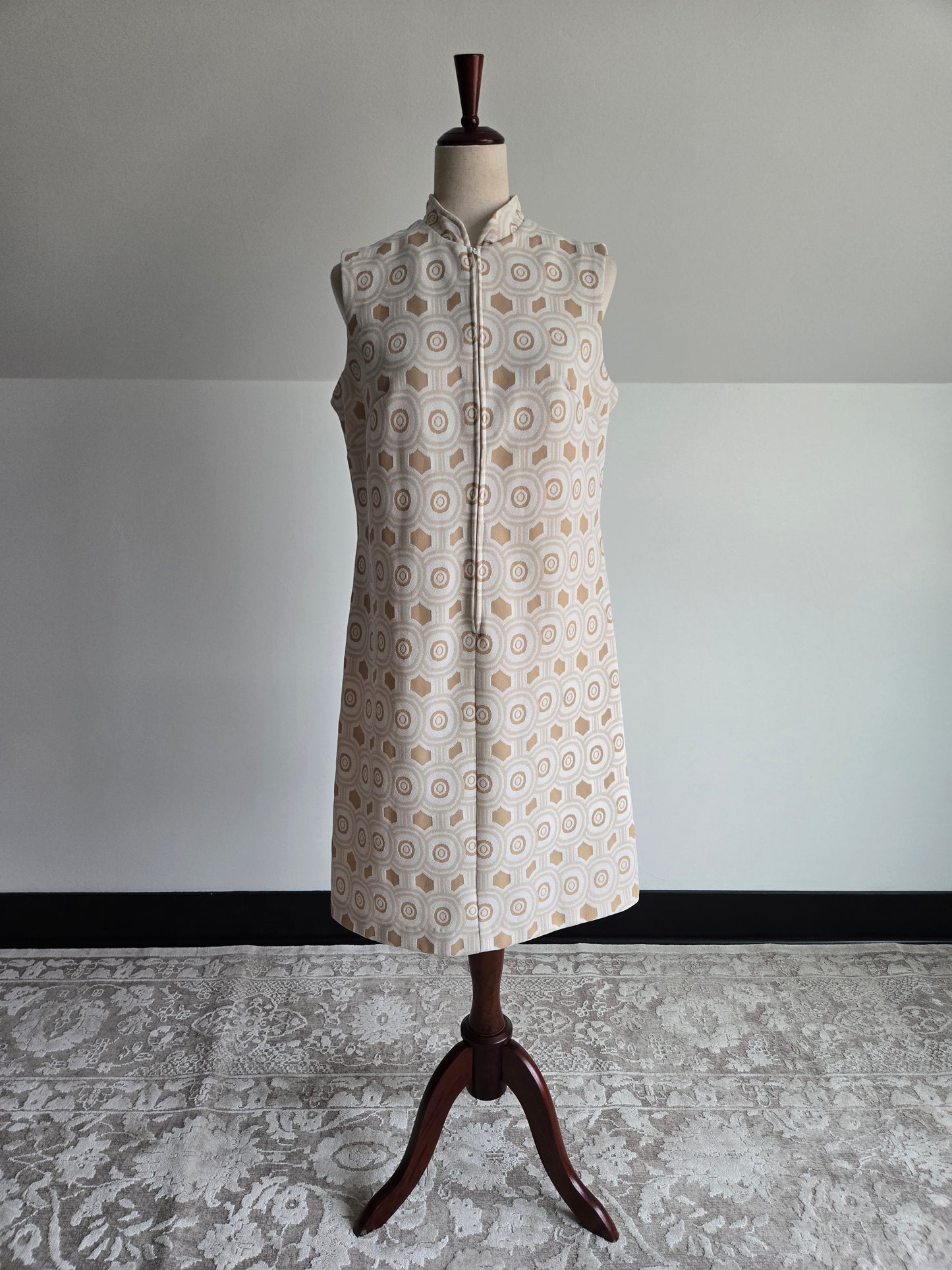 Vintage 70s Mod Geo Pattern Knit Dress - M/L