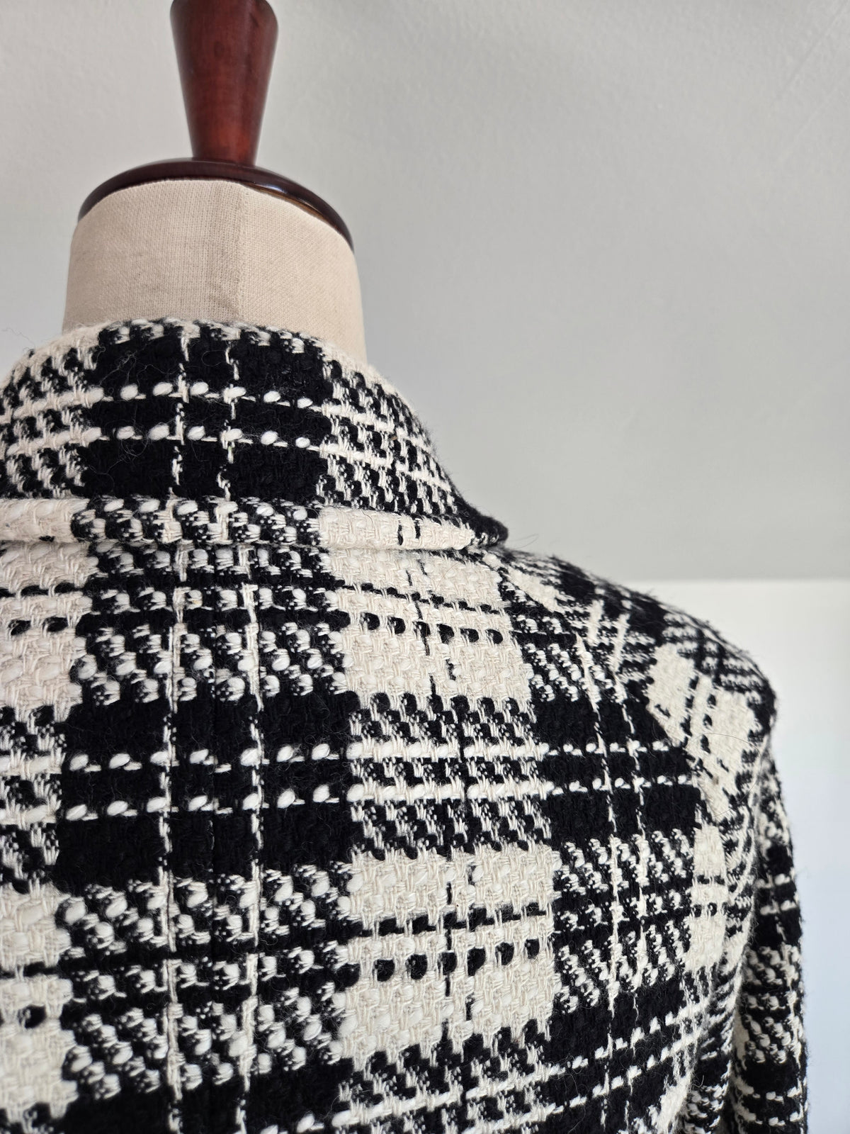 Charter Club Black and White Plaid Raglan Blazer - S/M