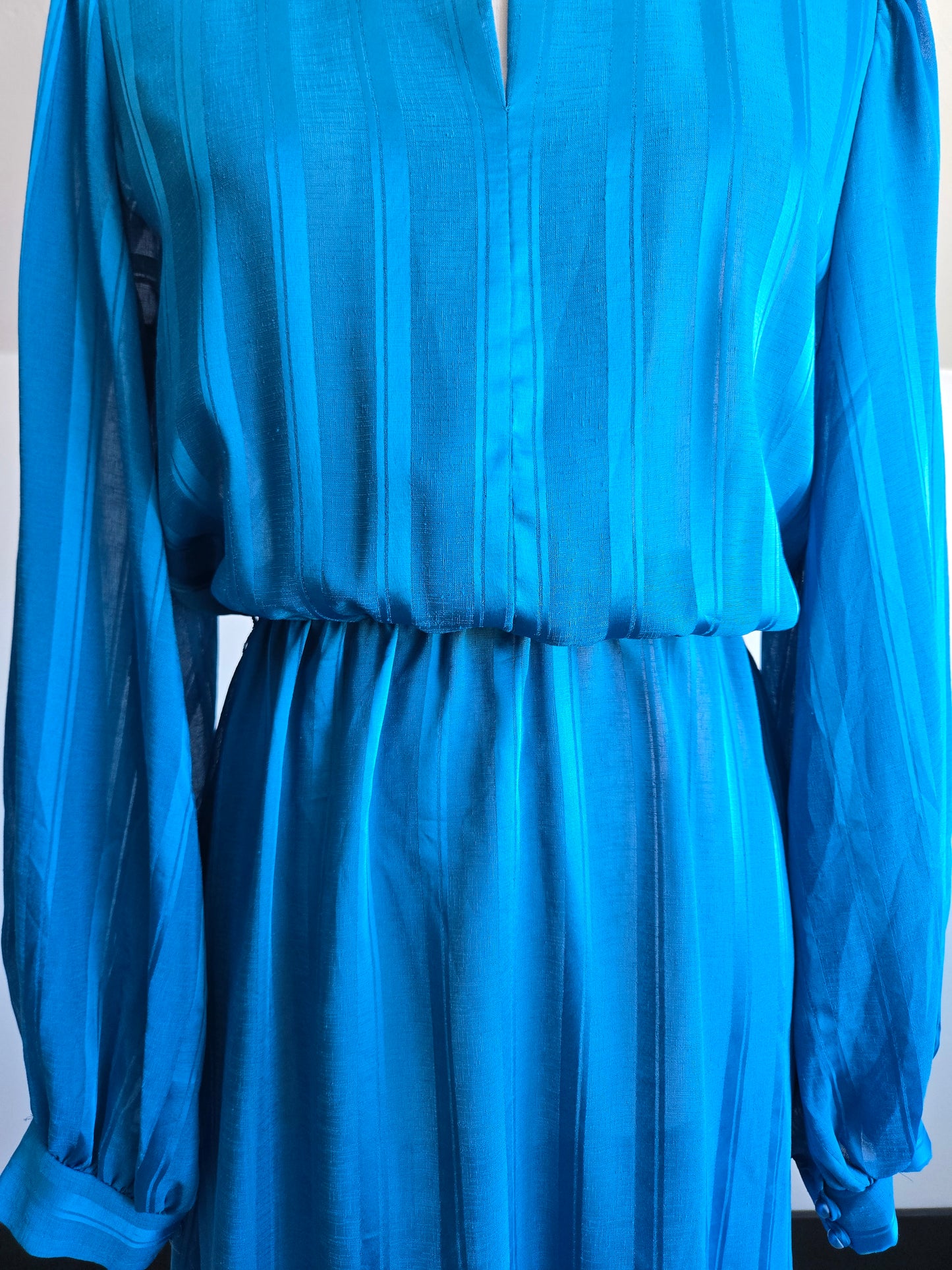 Miss Oops California Vintage 80s Blue Stripe Dress - small