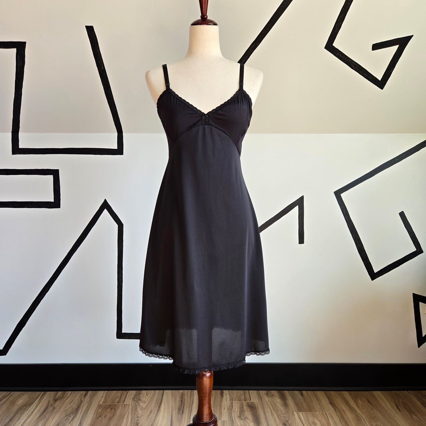 Shadowline Vintage Black Fit and Flare Slip Dress - medium/large