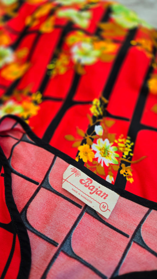 Bajan Made in Barbados Vintage 70s Wizard Sleeve Housedress - medium