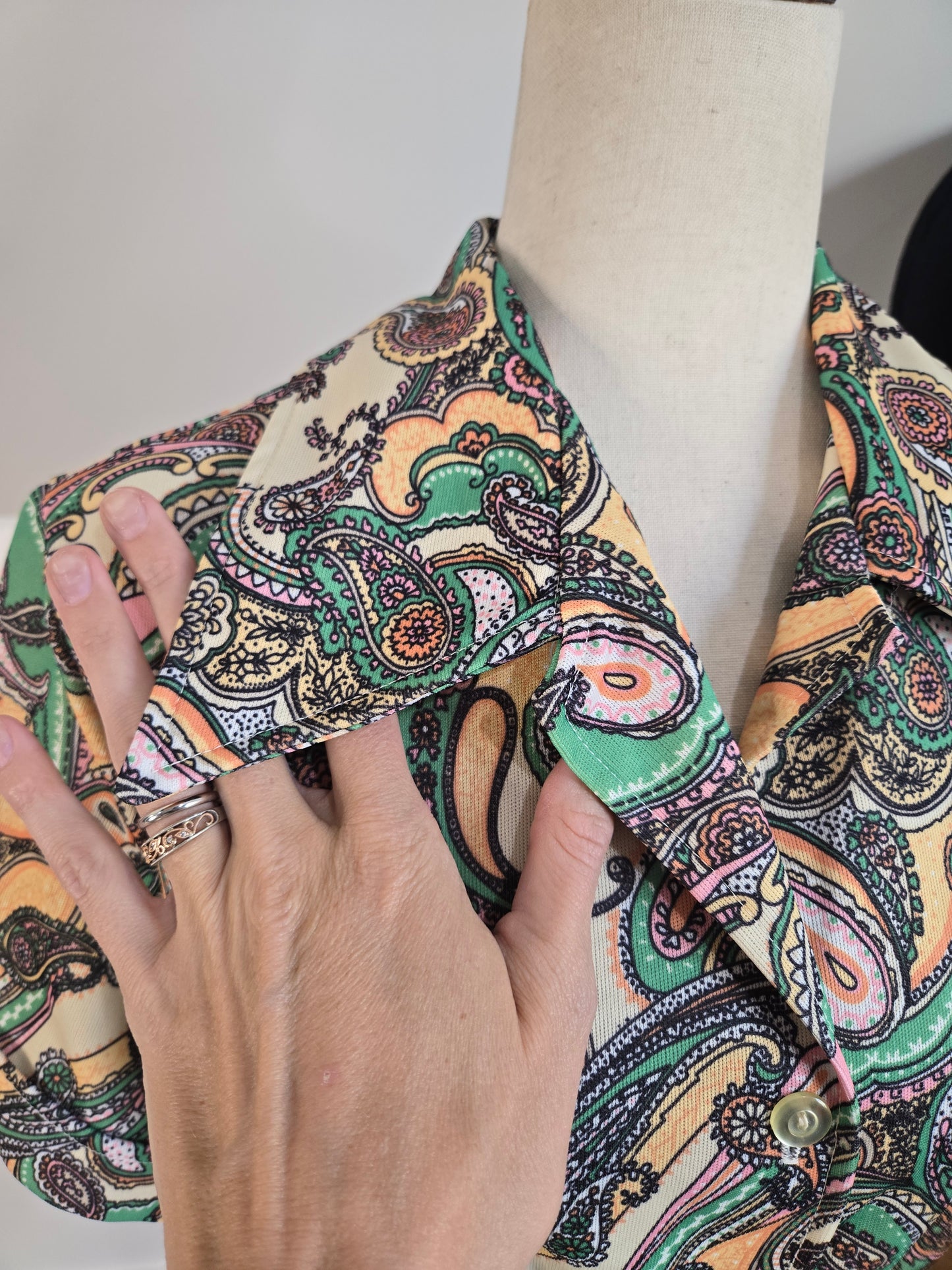 Vintage 70s Paisley Print Mini Dress - large