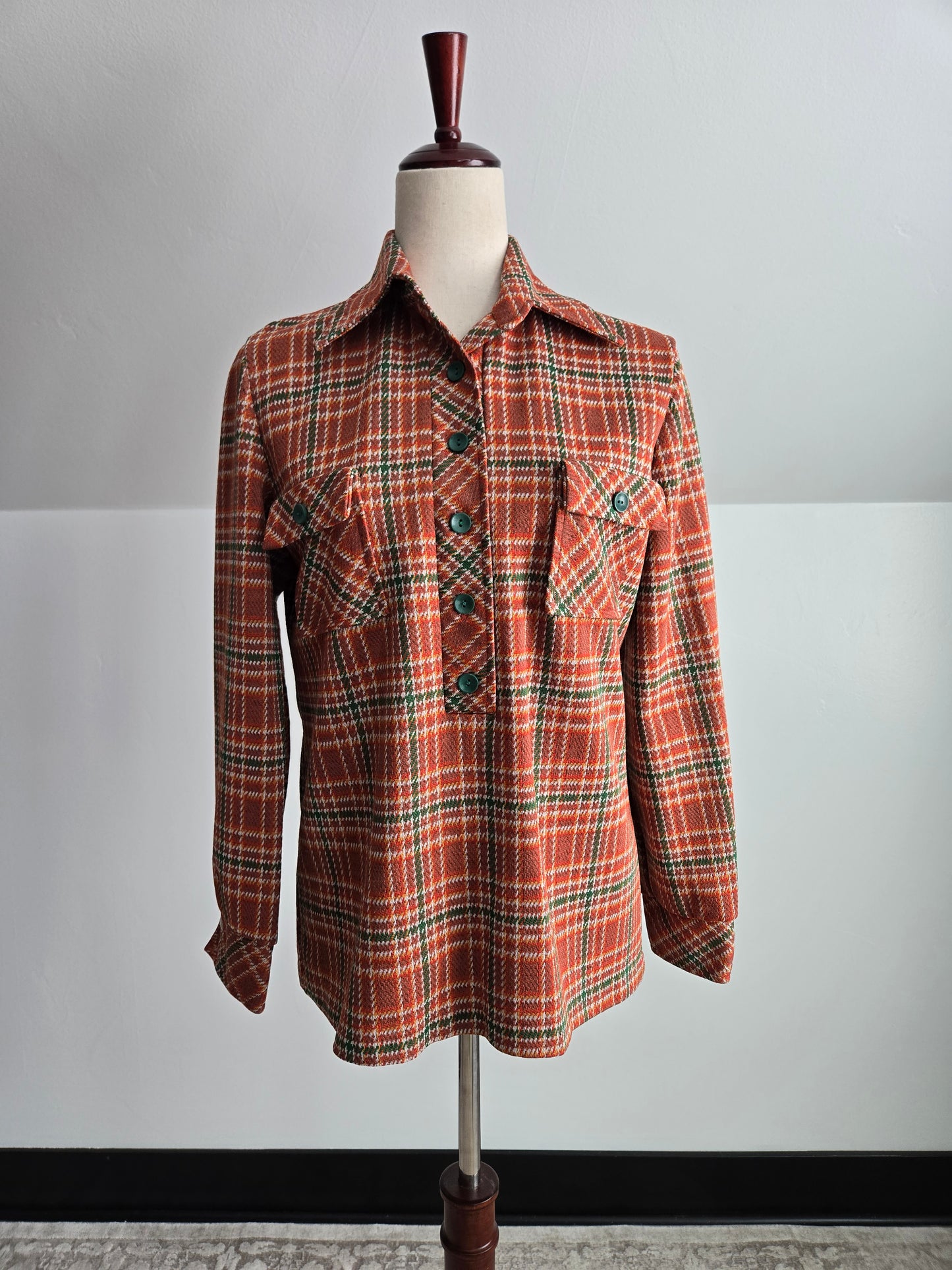 Flora Vintage 70s Plaid Two Piece Pant Set - Medium